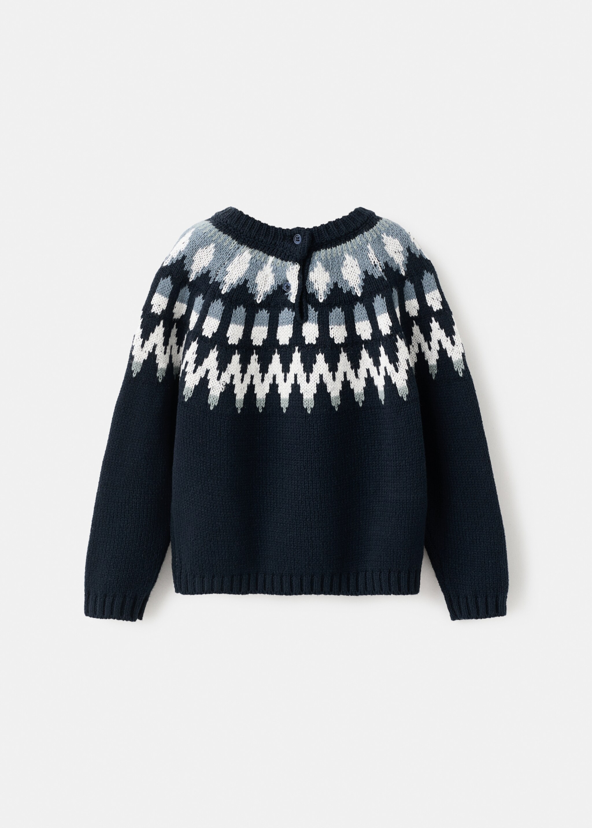 Pull-over maille jacquard - Verso de l’article, Bleu marine. Ref: 17047810-00.
