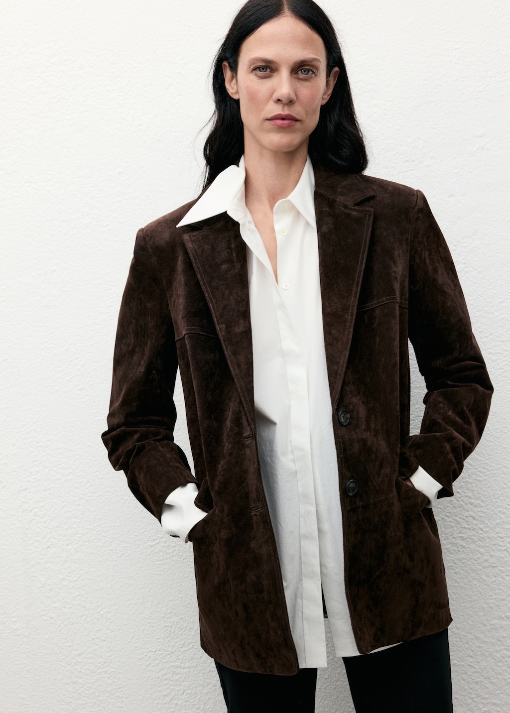 Mango Straight suede blazer