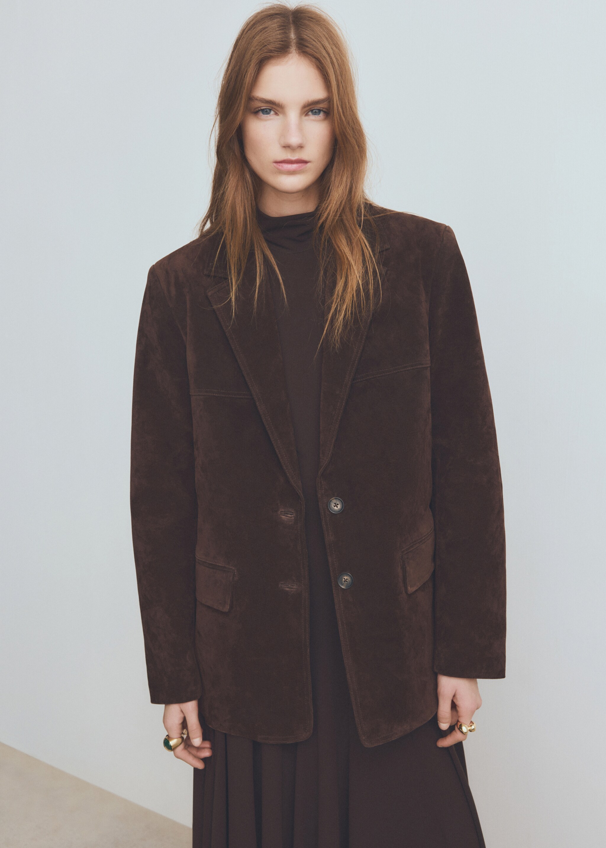 Oversized suede jacket - Medium plane, Chocolate. Ref: 17047811-00.