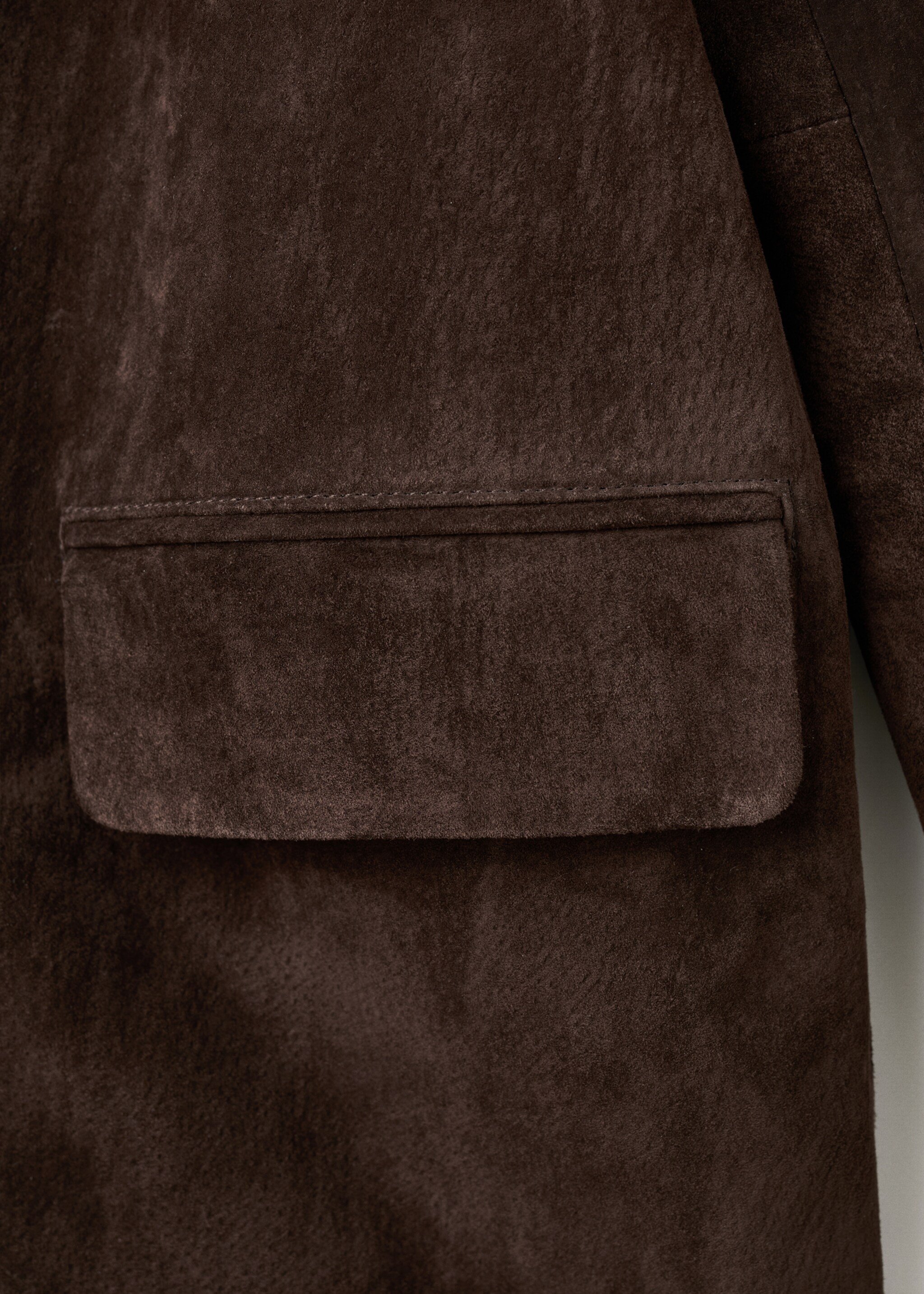 Oversized suede jacket - Details of the article 0, Chocolate. Ref: 17047811-00.