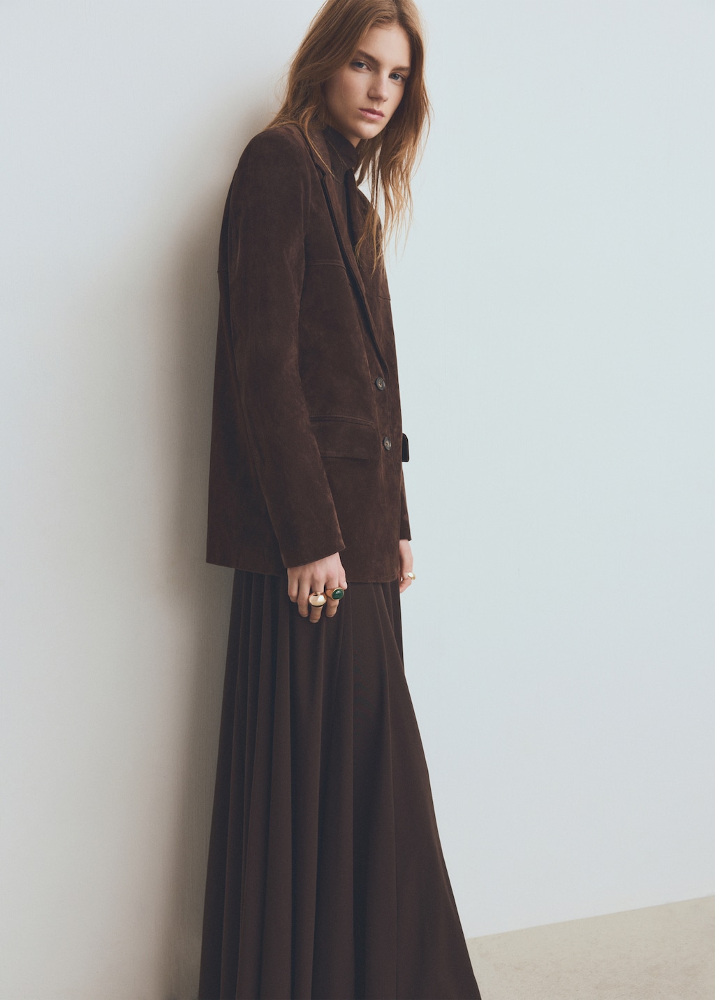 Mango Straight suede blazer