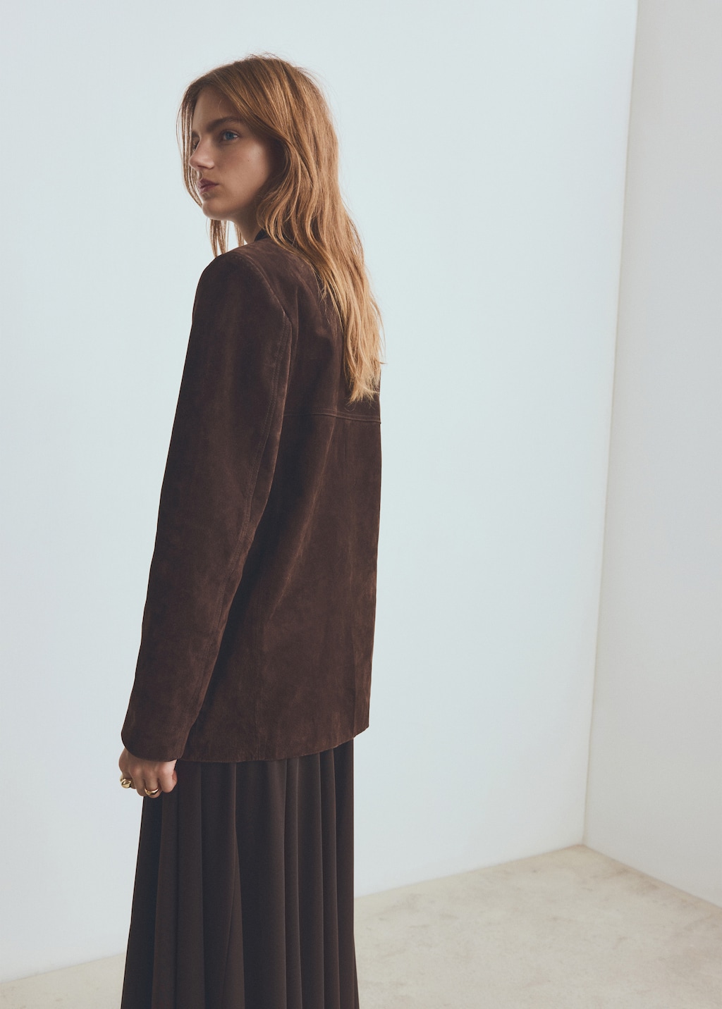 Mango Straight suede blazer