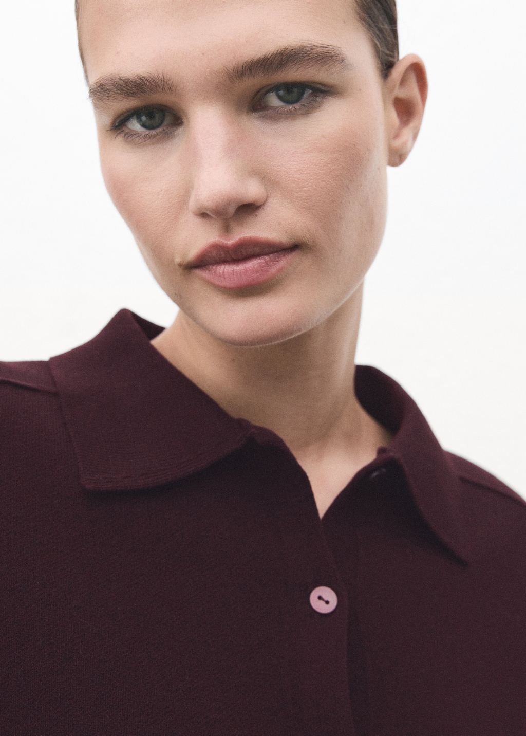 Cardigan with shirt collar