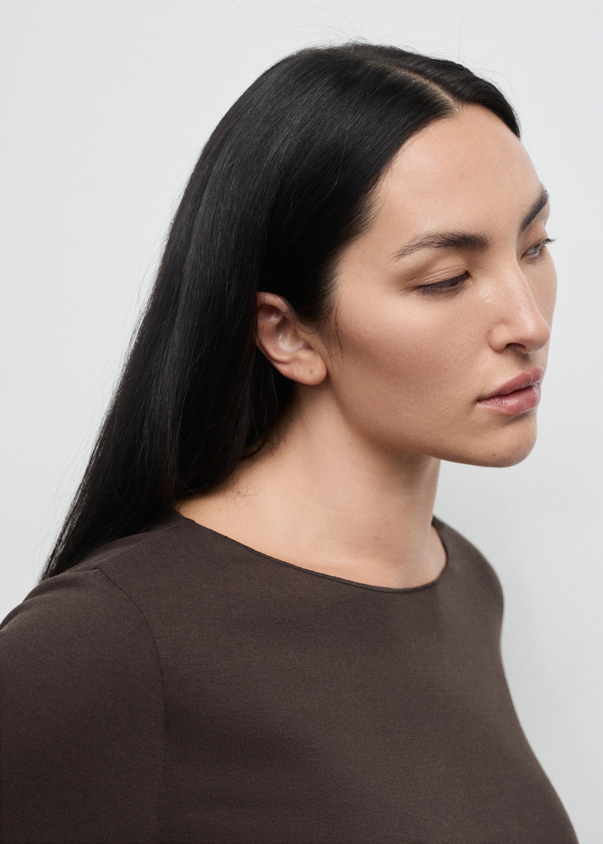 Boat neck t-shirt - Details of the article 4, Brown. Ref: 17047817-00.