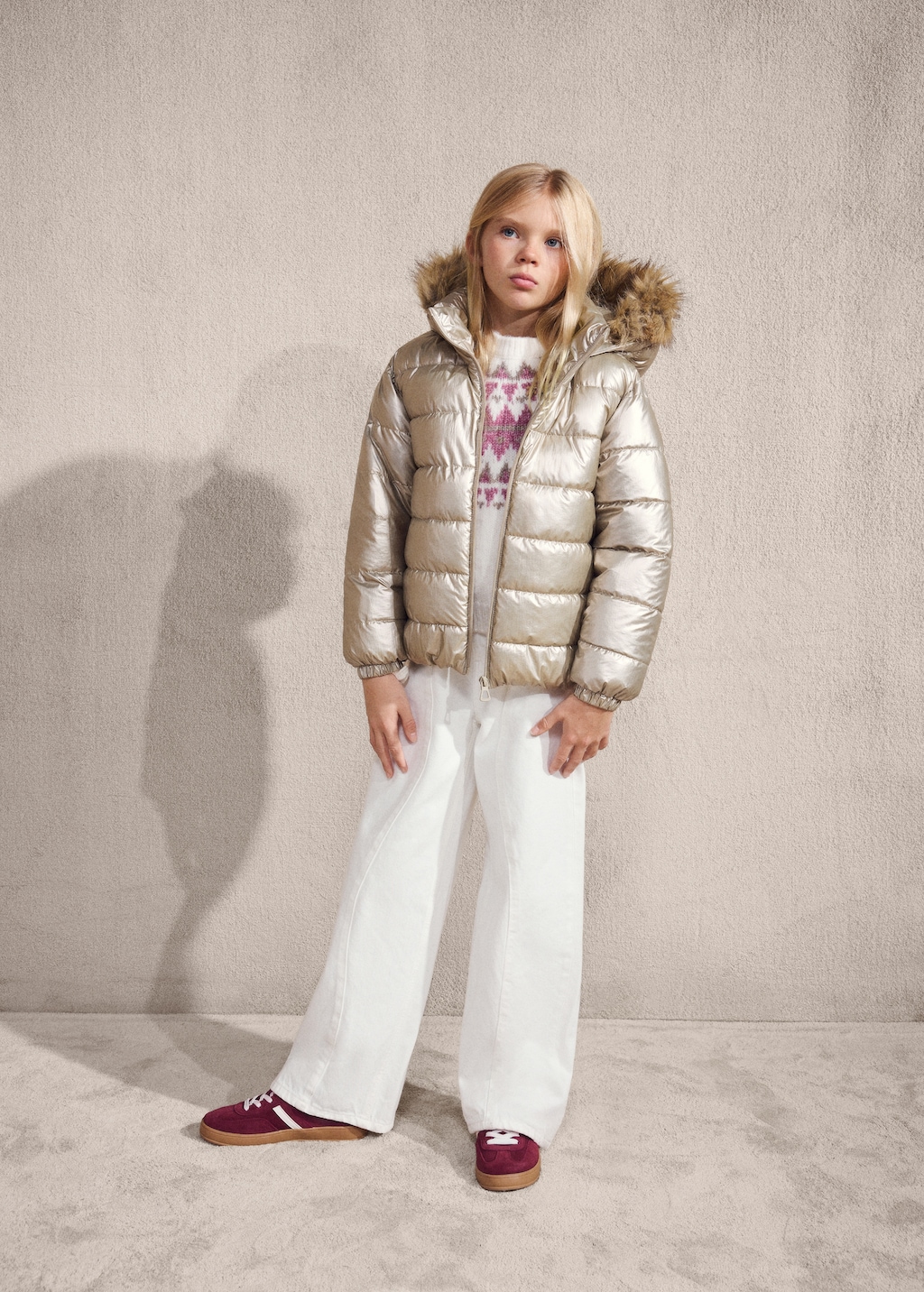 Metallic puffer jacket