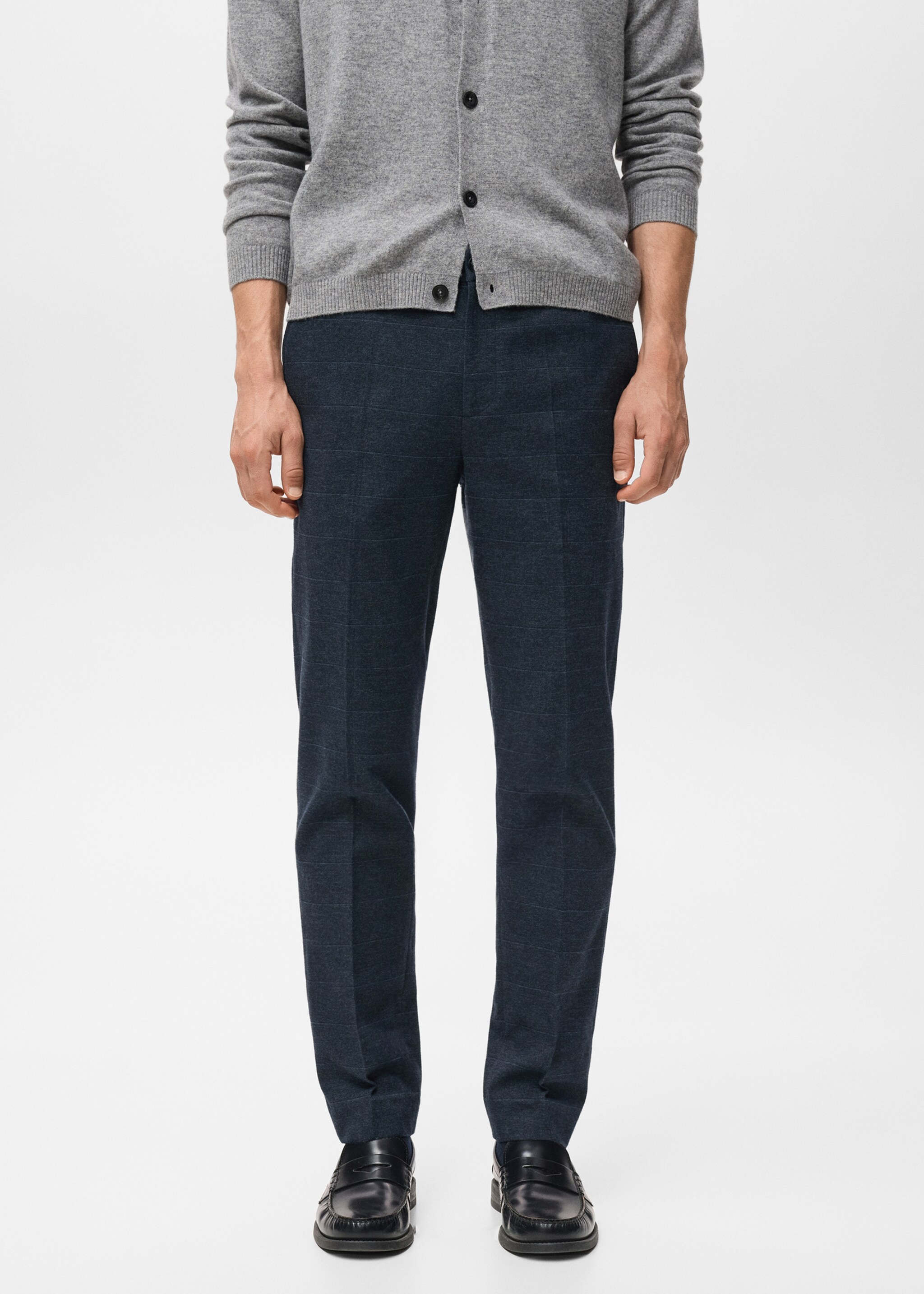 Slim-fit flannel trousers - Medium plane, Navy. Ref: 17047884-00.