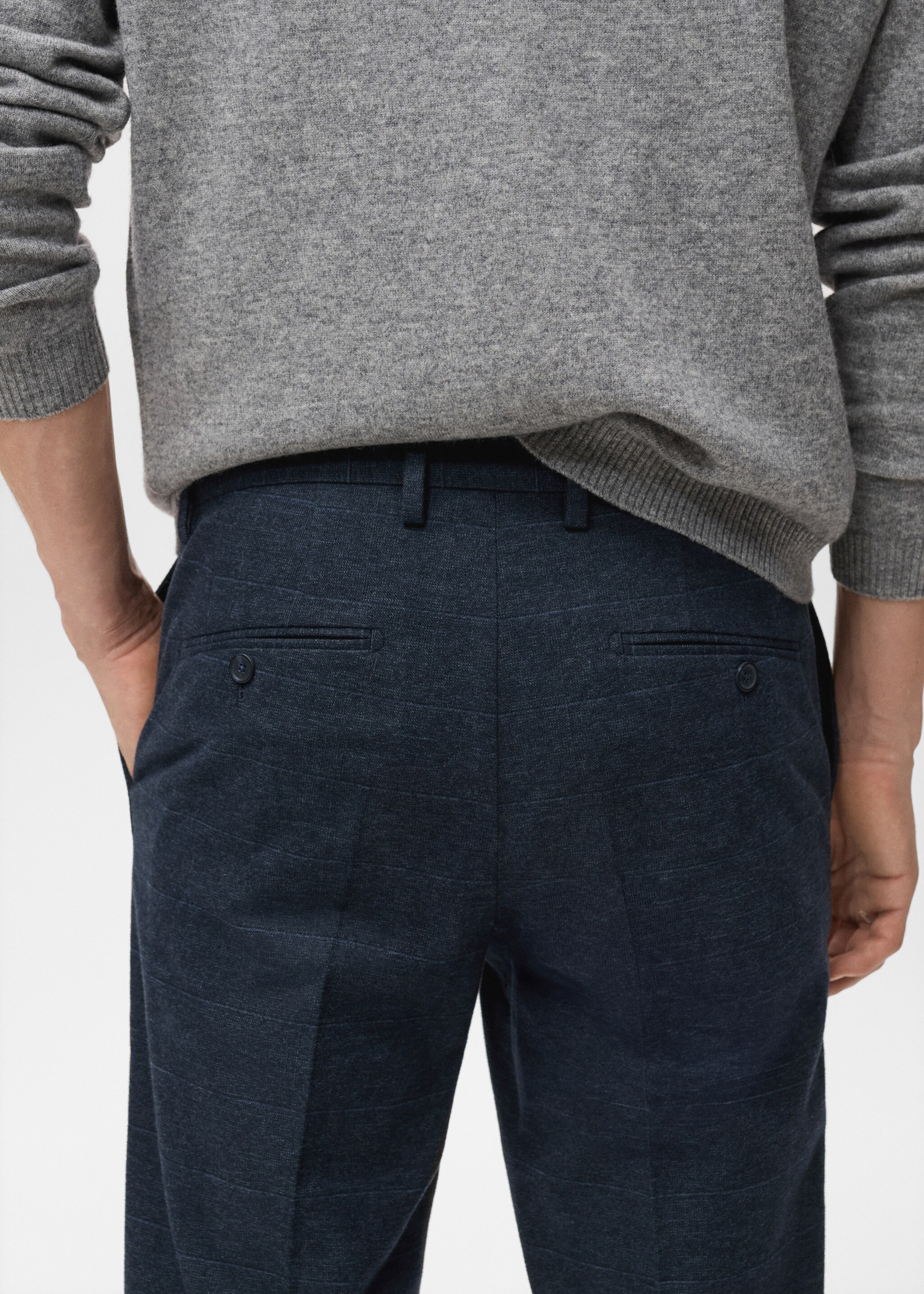 Slim-fit flannel trousers - Details of the article 6, Navy. Ref: 17047884-00.