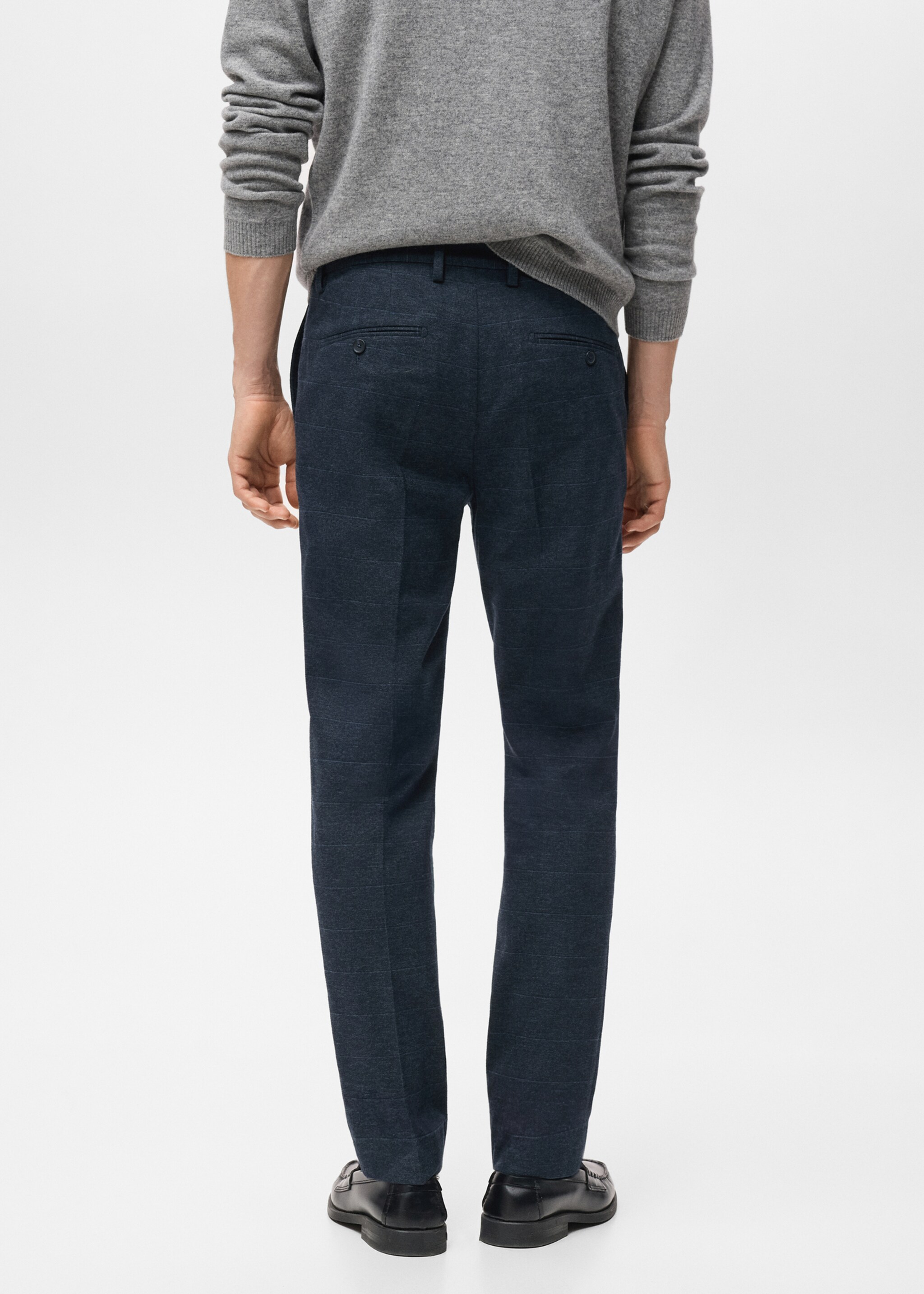 Slim-fit flannel trousers - Reverse of the article, Navy. Ref: 17047884-00.