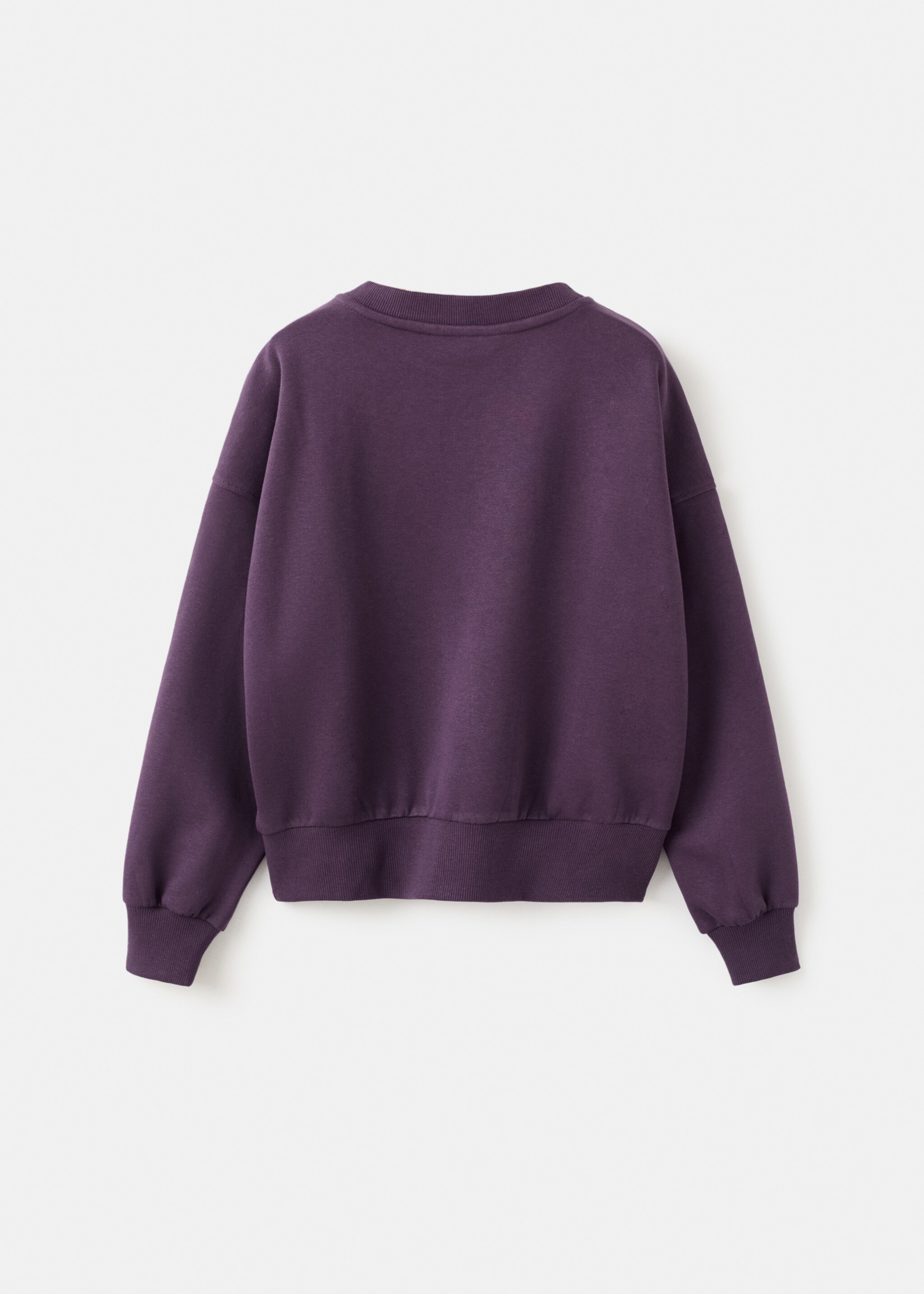 Printed embroidered sweatshirt - Reverse of the article, Plum. Ref: 17047891-00.