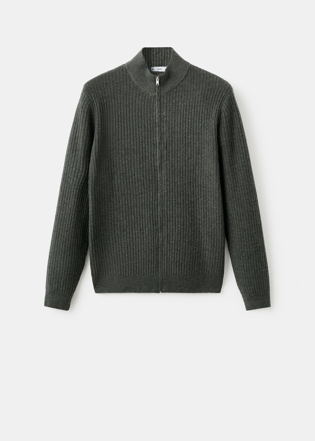 Ribbed-knit cardigan with zipper