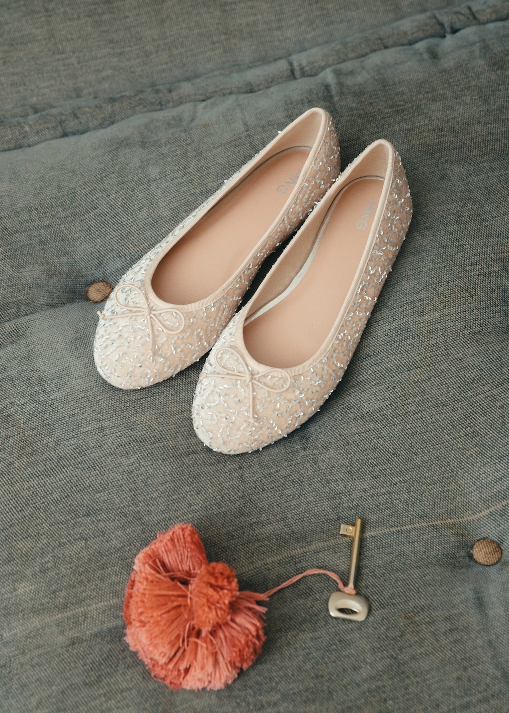 Glitter ballet flats with bow