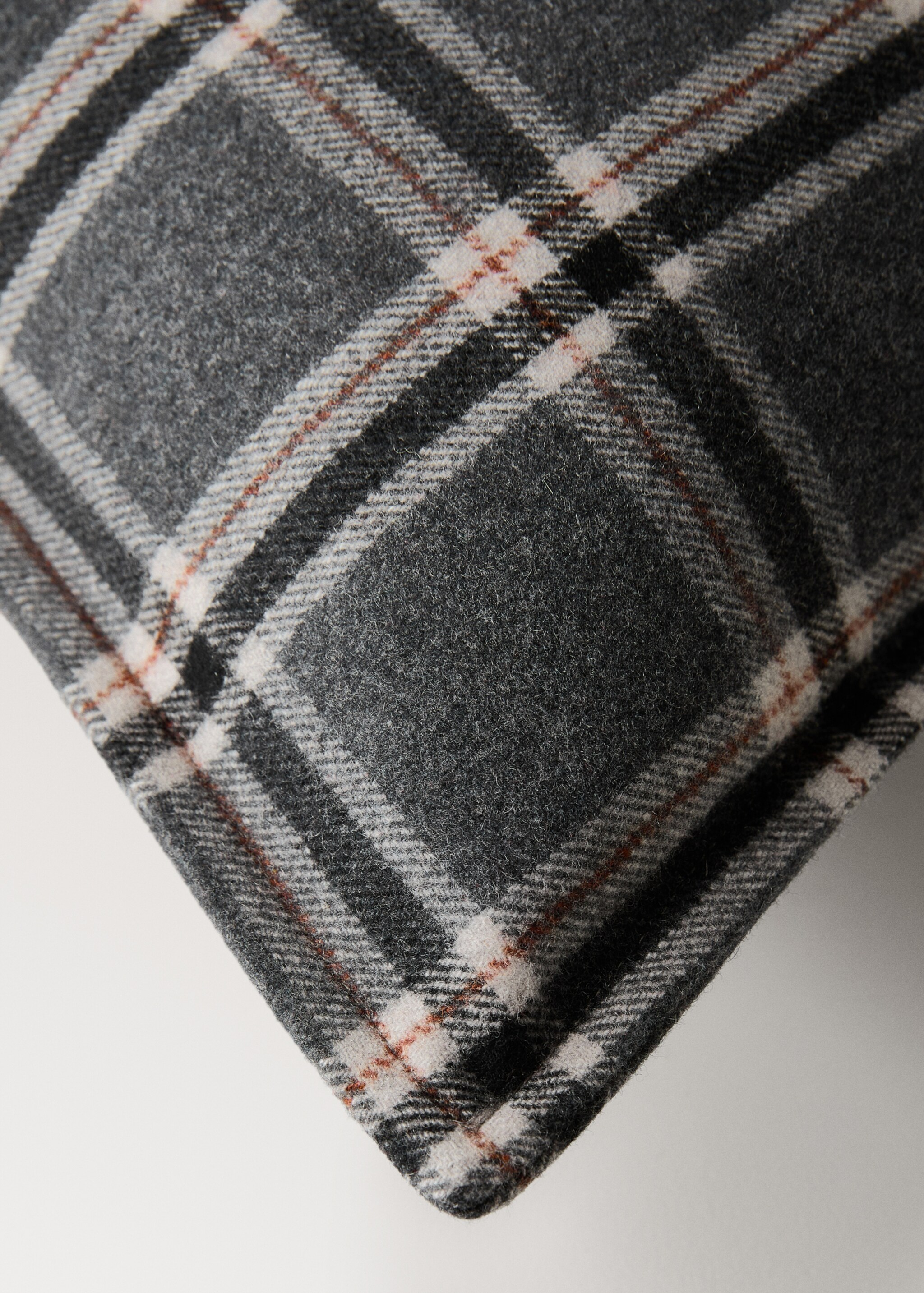Wool check cushion cover 40x60 cm - Details of the article 1, Grey. Ref: 17047901-00.