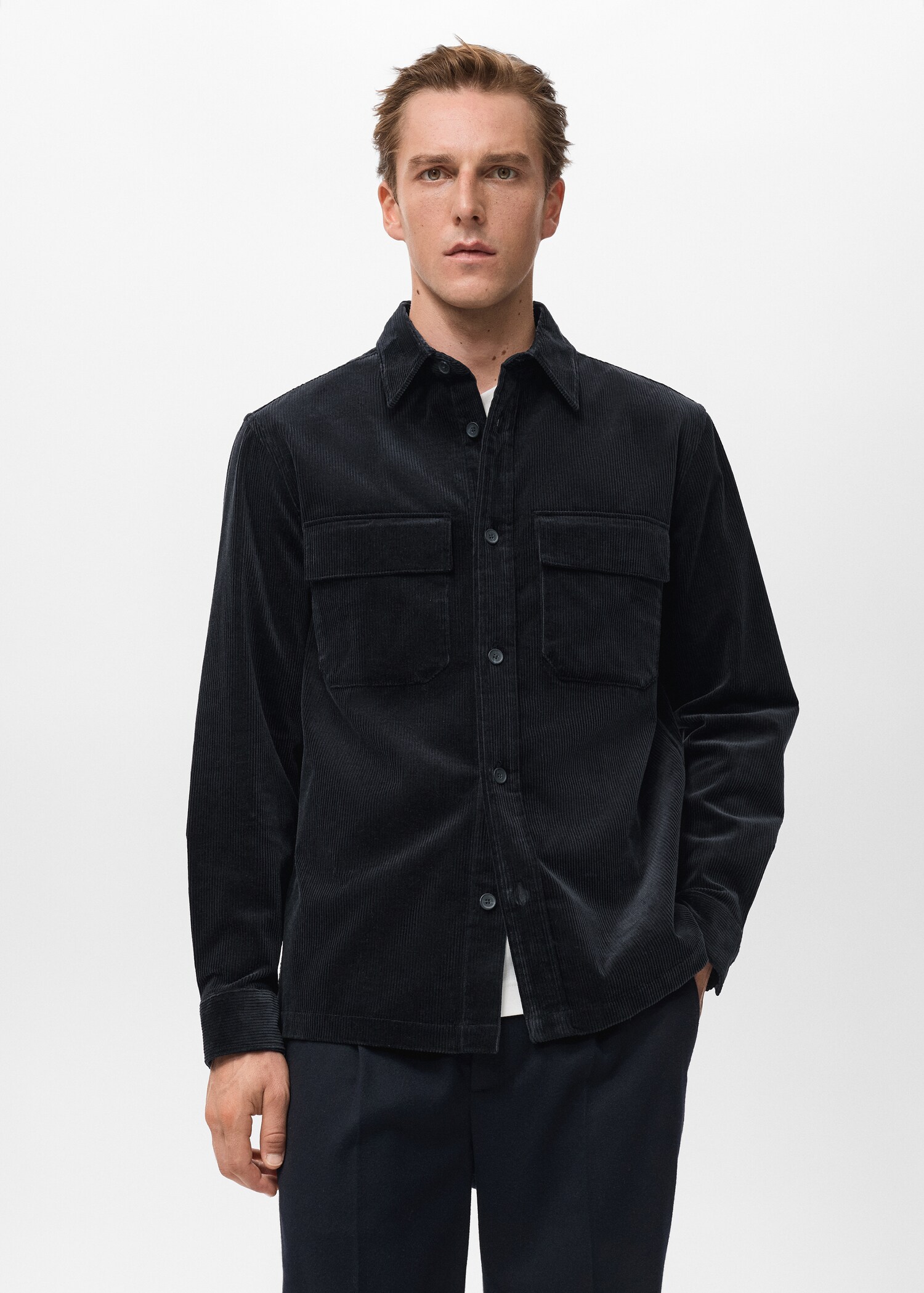 Corduroy overshirt with pockets - Medium plane