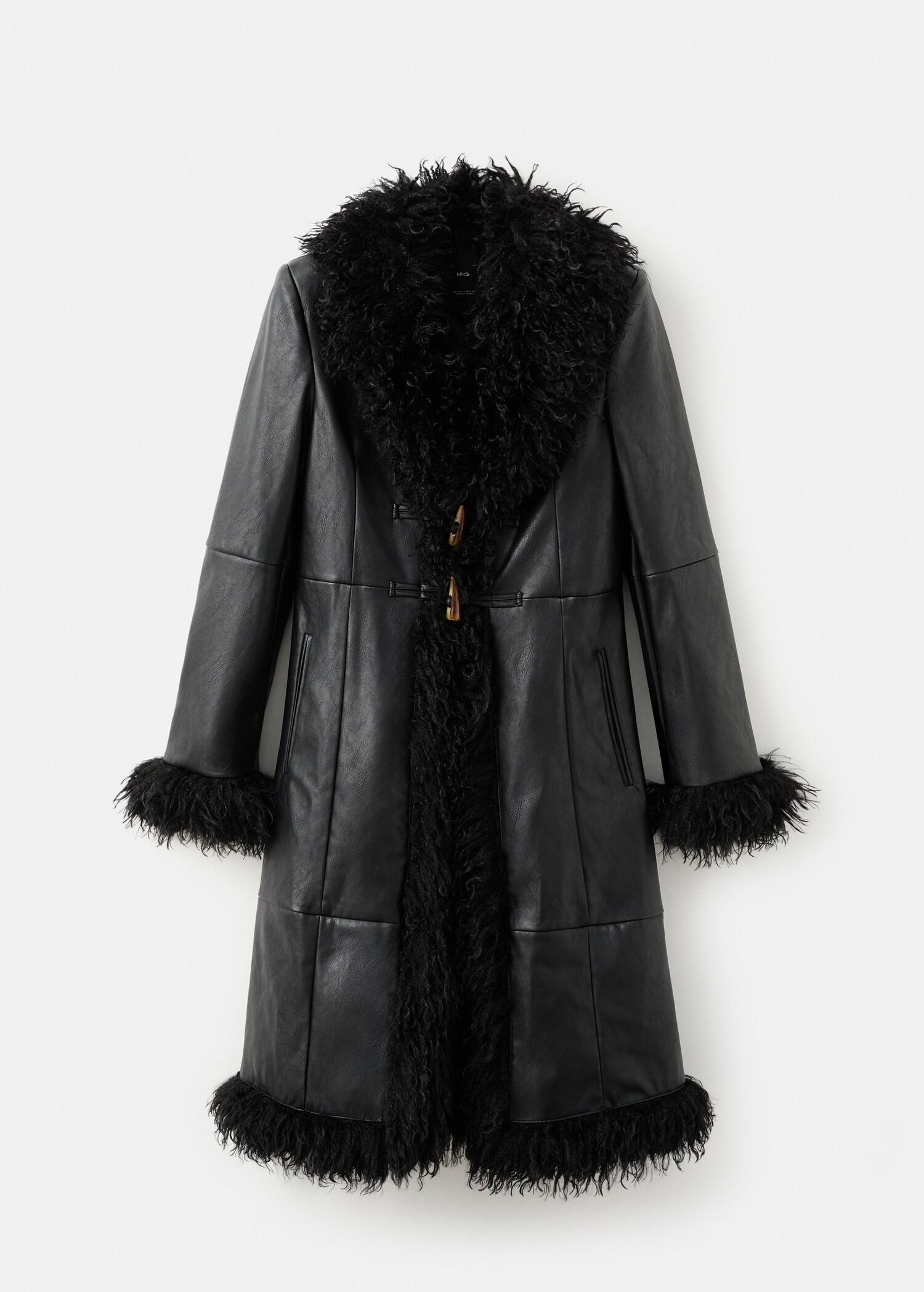 Combined faux leather coat with fur - Article without model