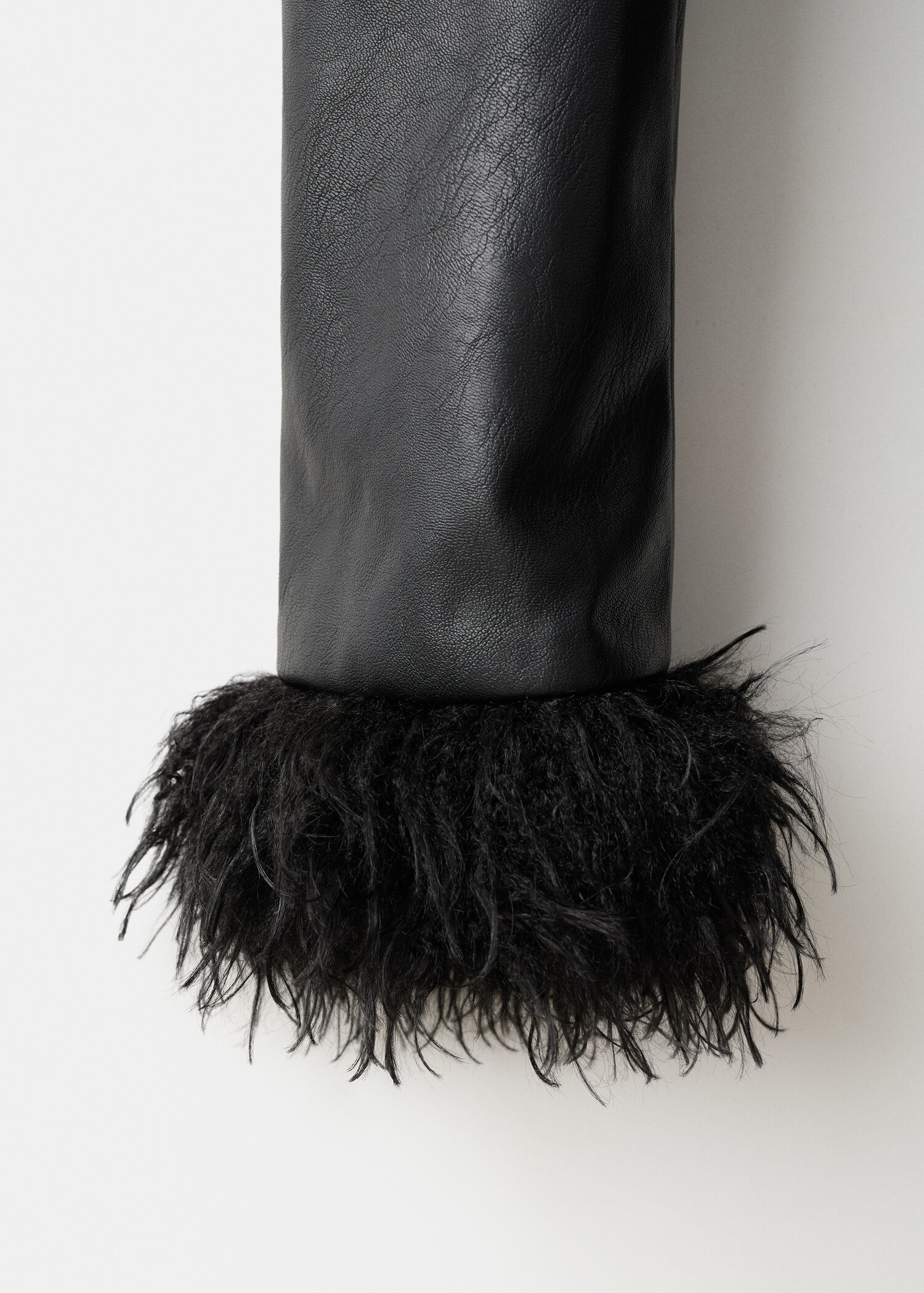Combined faux leather coat with fur - Details of the article 0