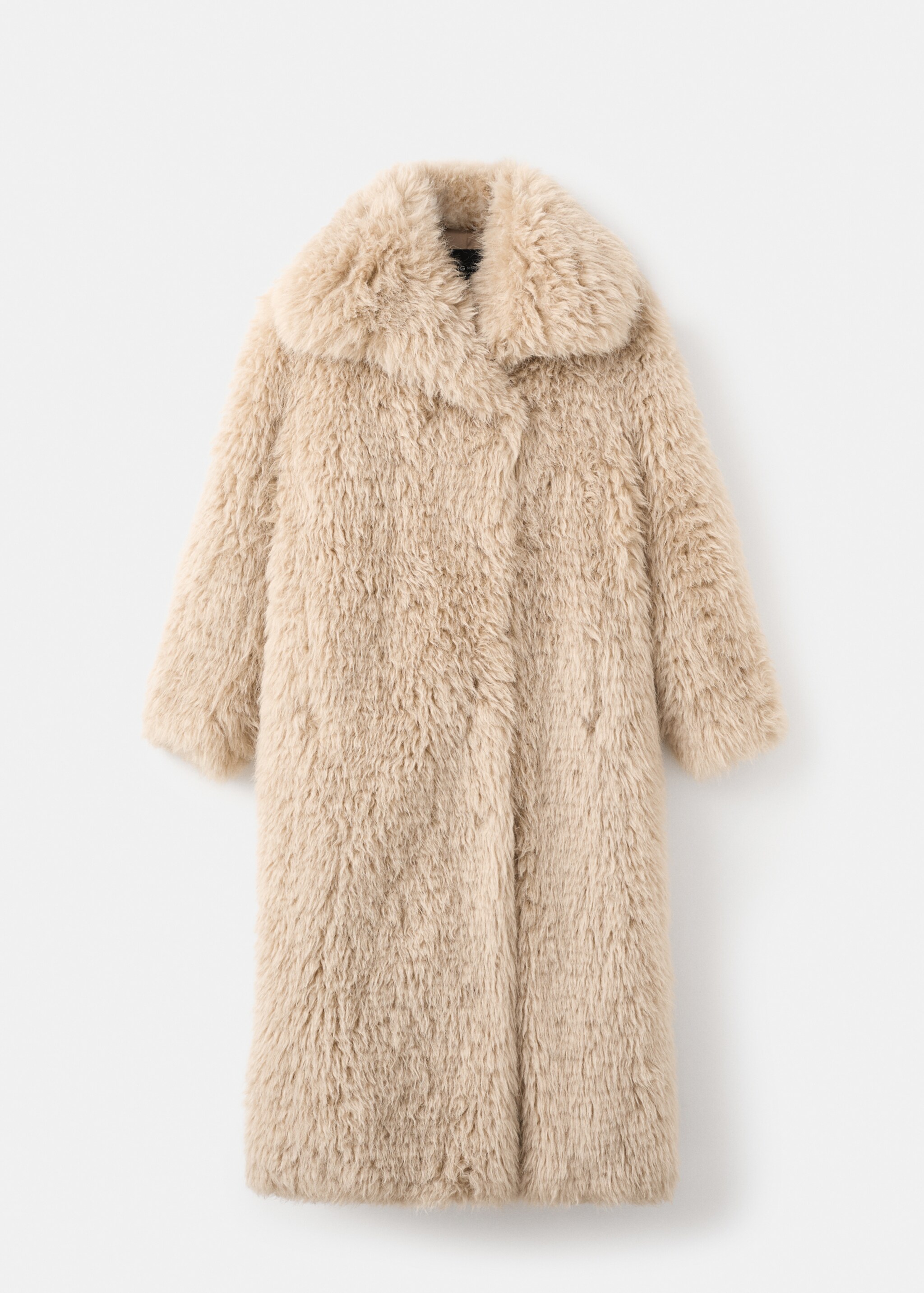 Manteau long fausse fourrure - Article sans modèle, Beige. Ref: 17047908-00.
