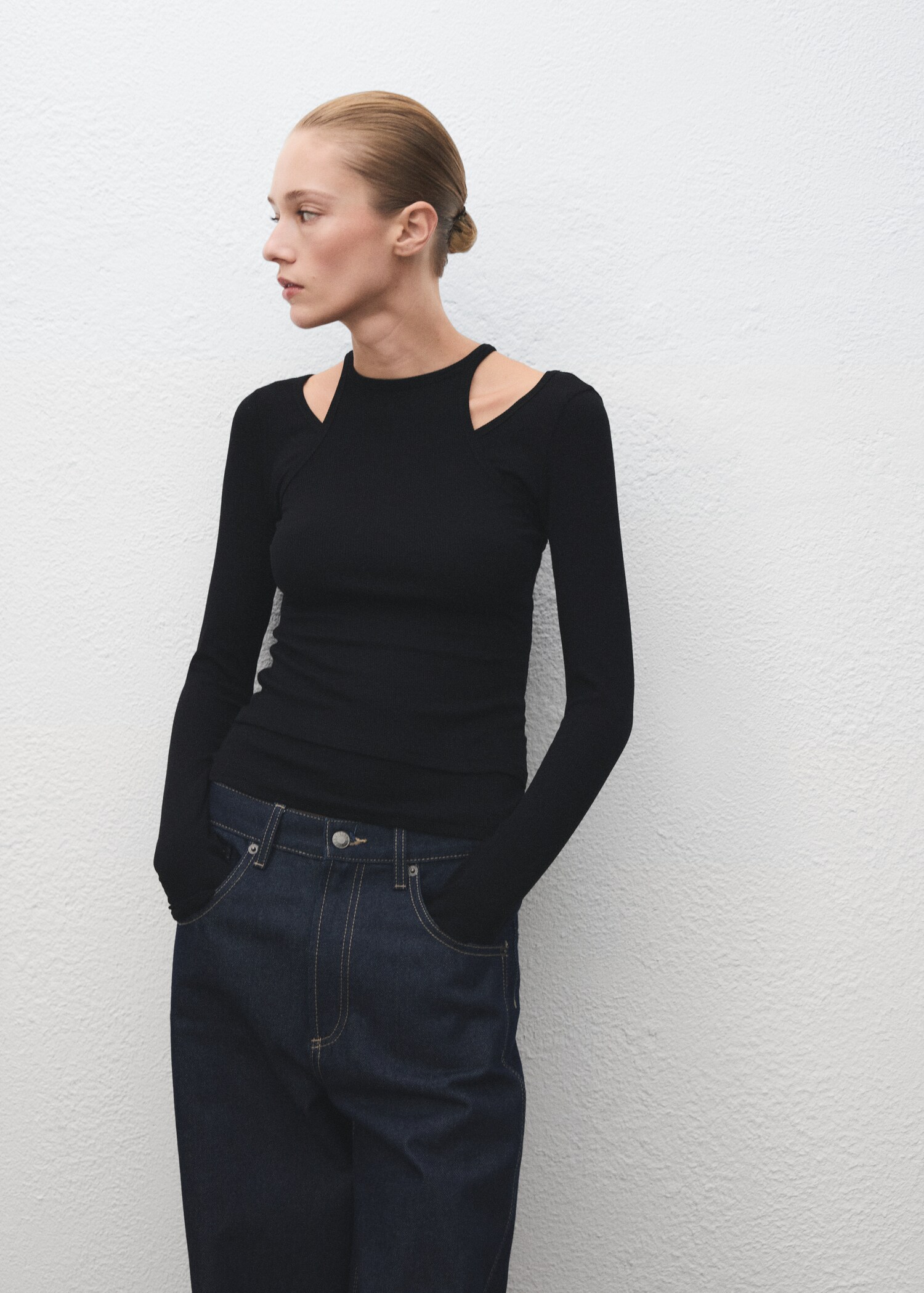Combined ribbed T-shirt - Medium plane