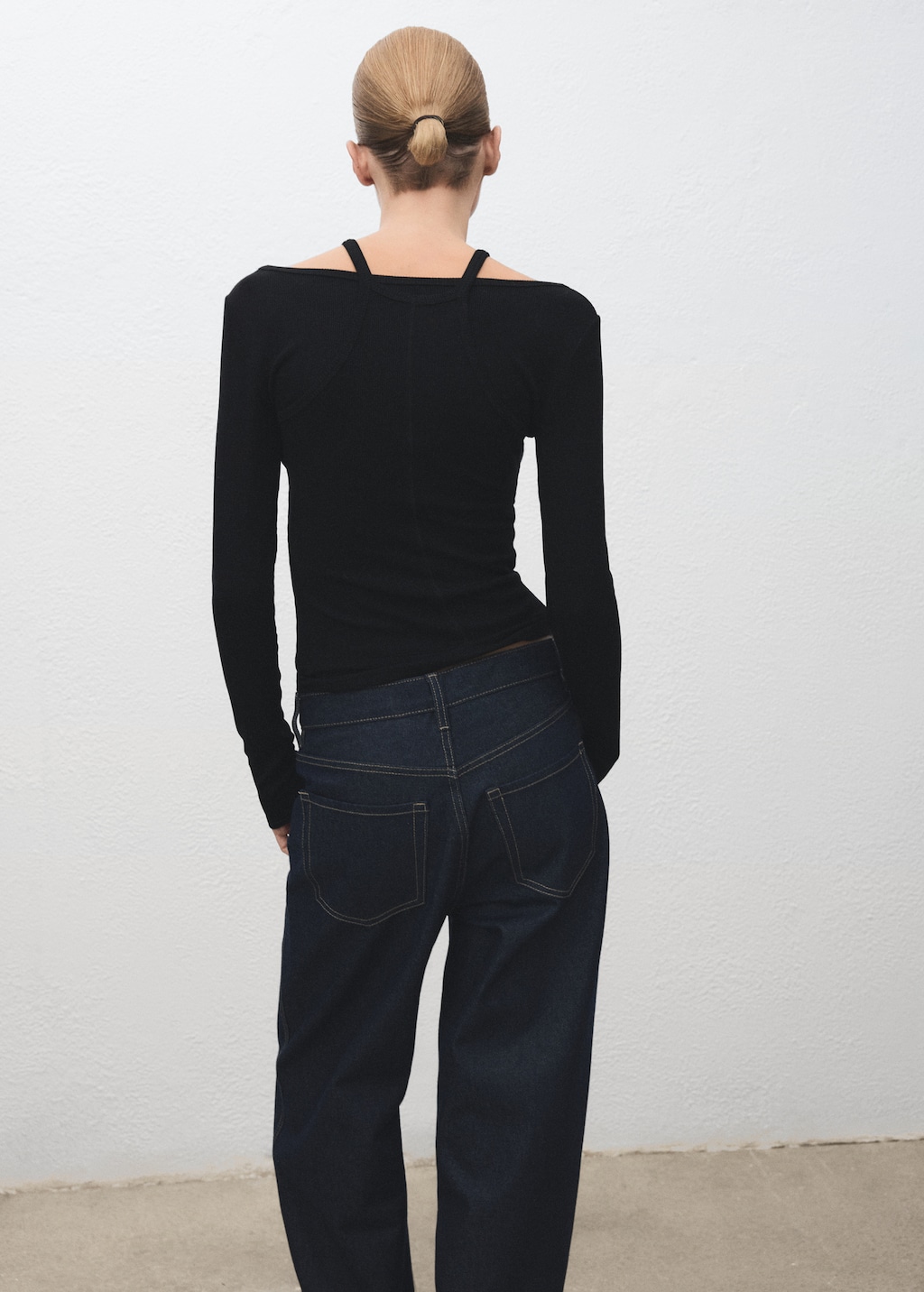 Ribbed combined t-shirt