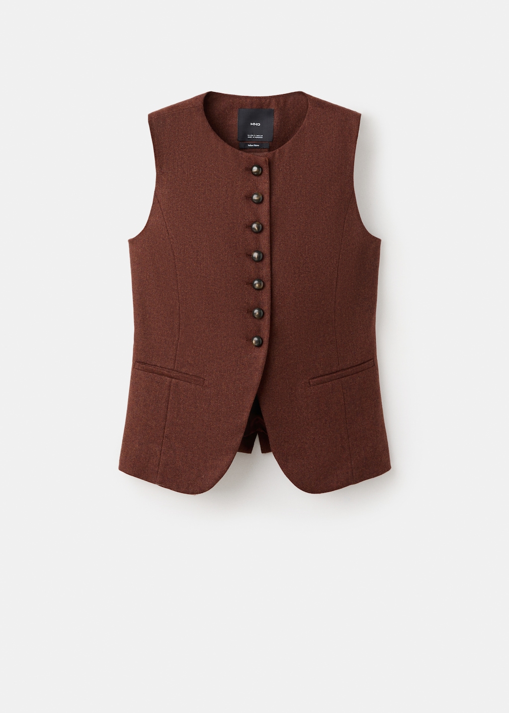 Wool-blend vest with buttons