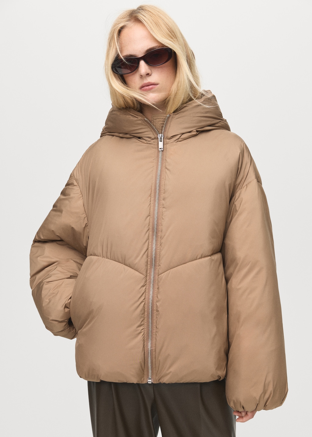 Short oversized anorak with hood