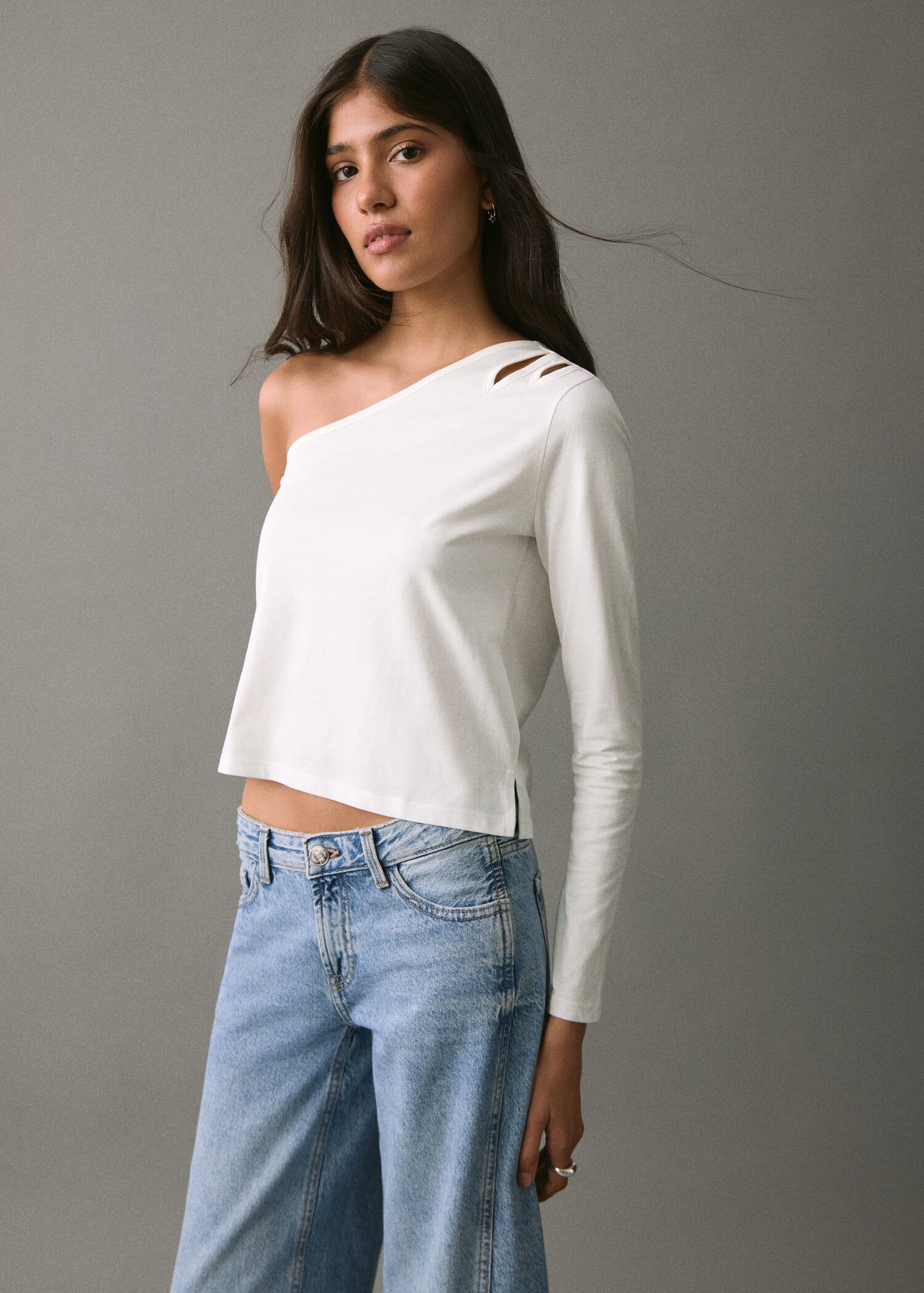 Asymmetric cotton T-shirt - Medium plane