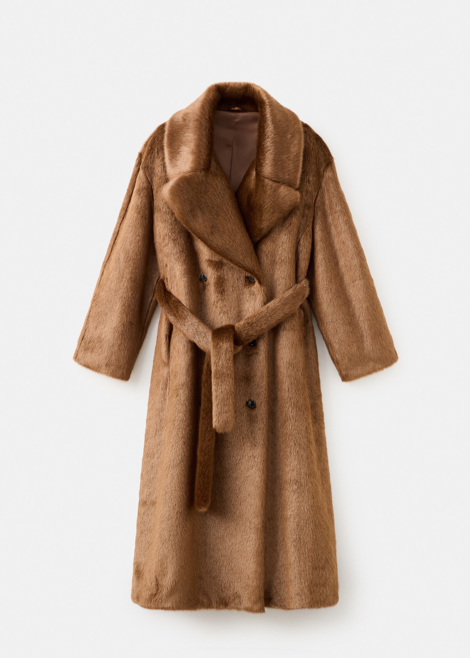 Fur-effect coat with belt - Article without model