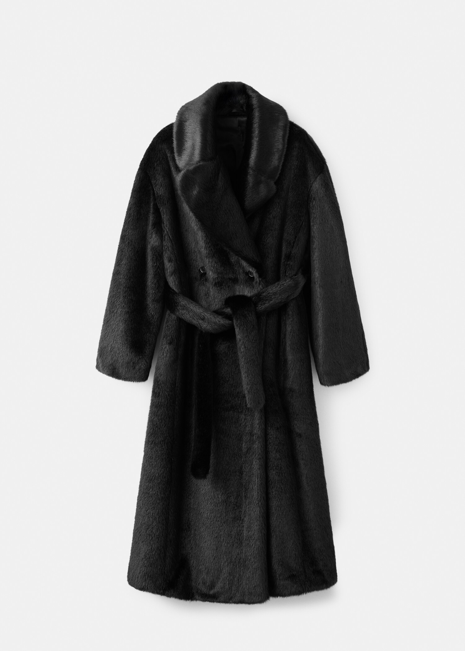 Fur-effect coat with belt - Article without model