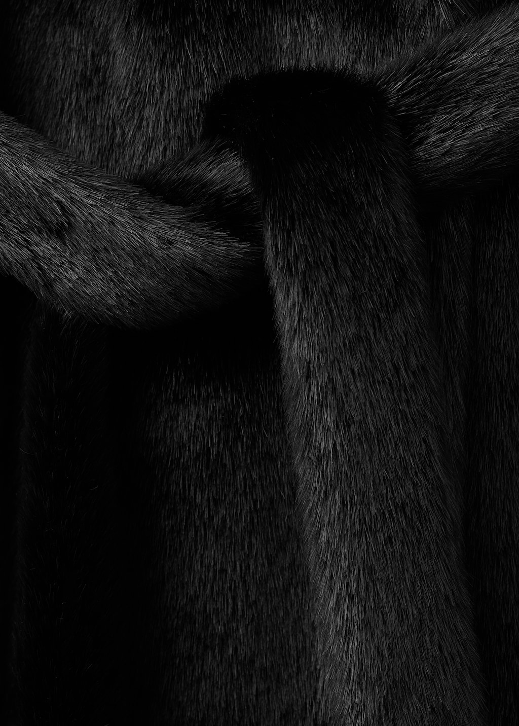 Faux fur effect coat with belt