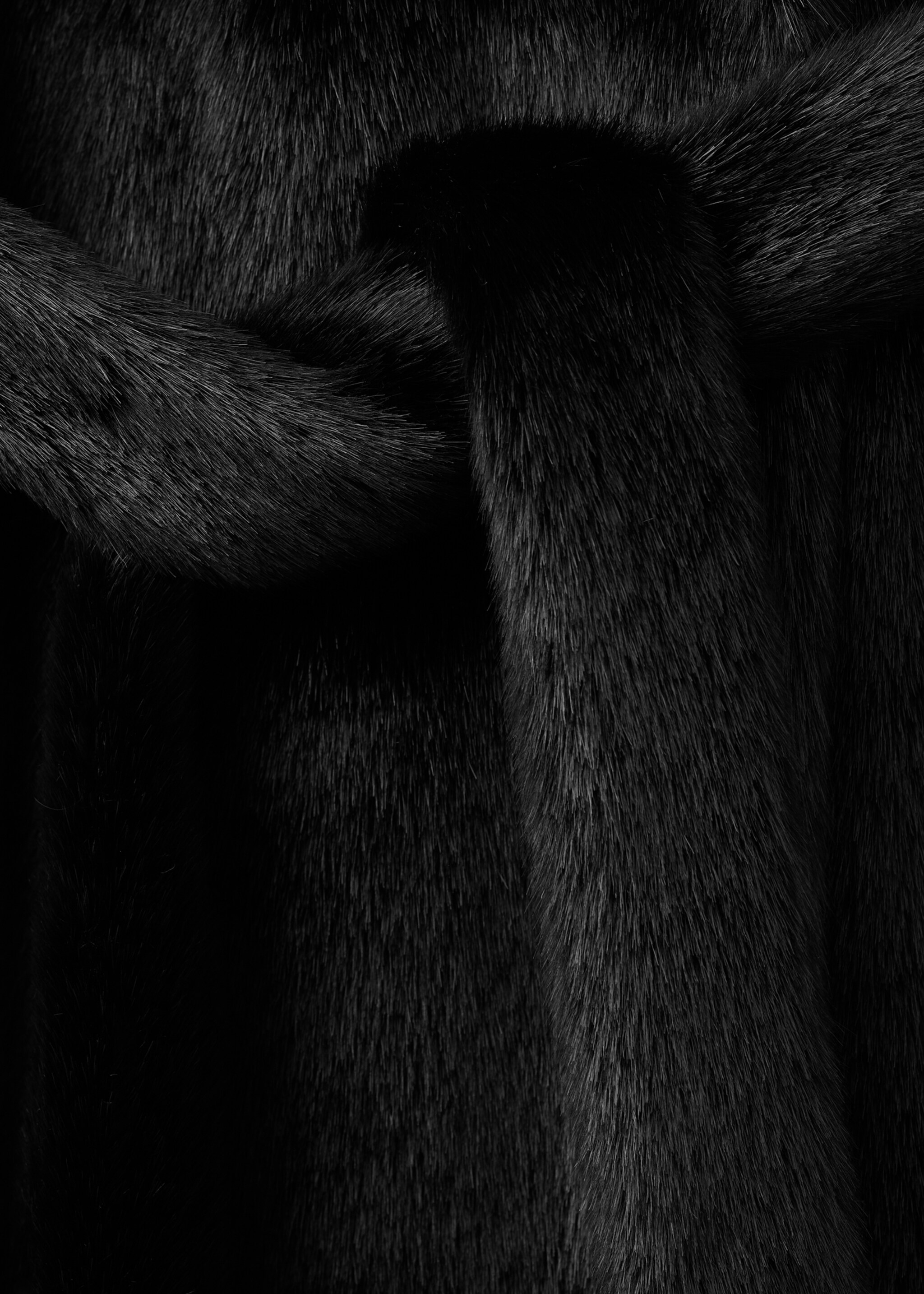 Abrigo efecto pelo cinturón - Detalle del artículo 8, Negro. Ref: 17048271-00.