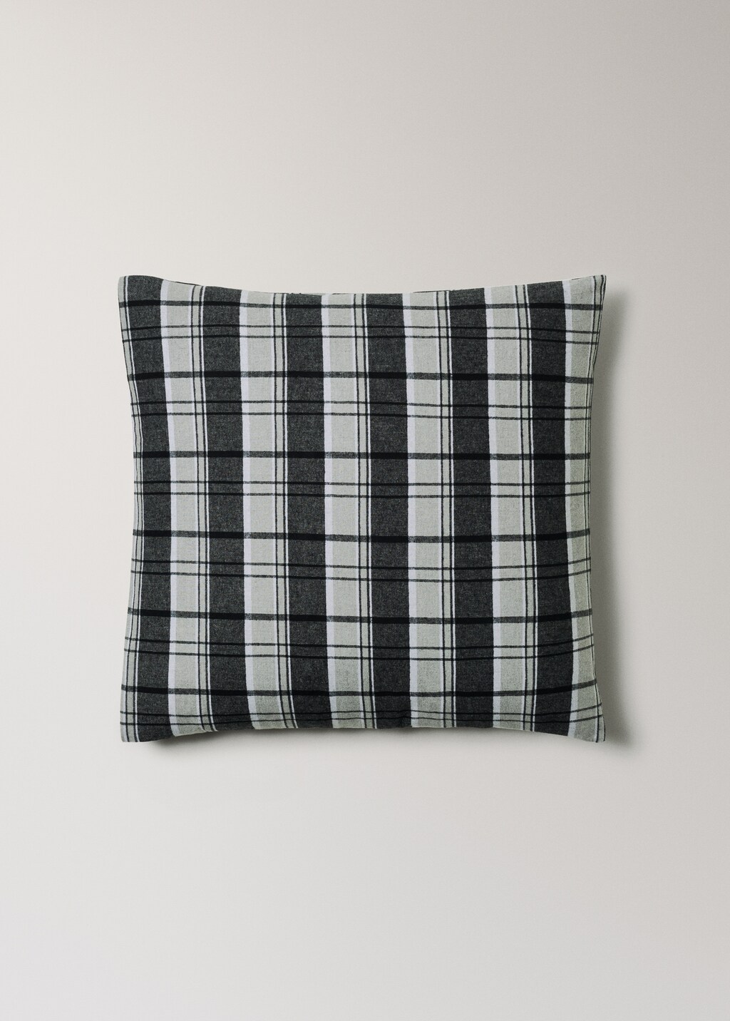 Flannel cotton melange-yarn pillowcase with check pattern 60x60 cm