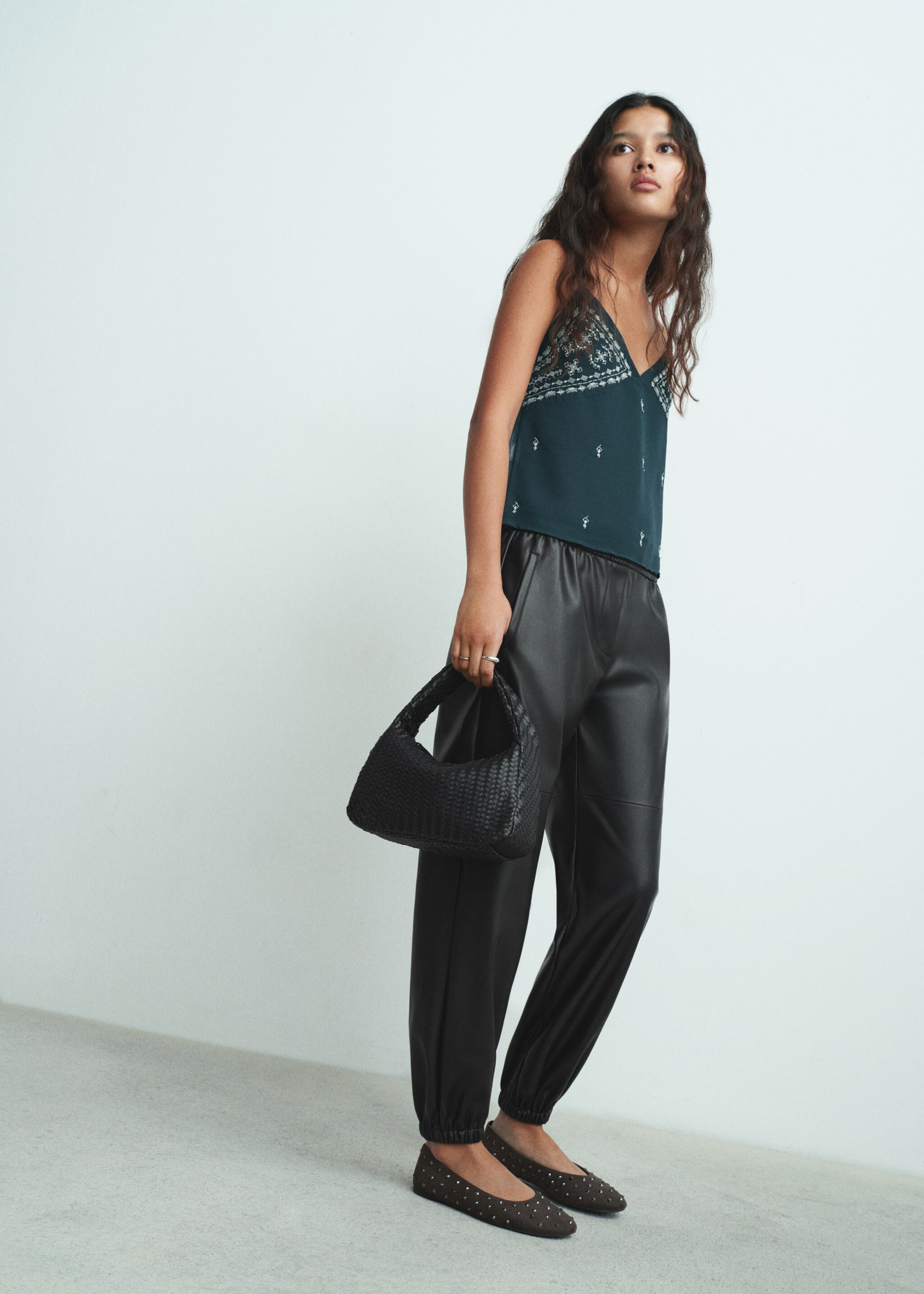 Polyester jogger pants - Medium plane, Black. Ref: 17048280-00.