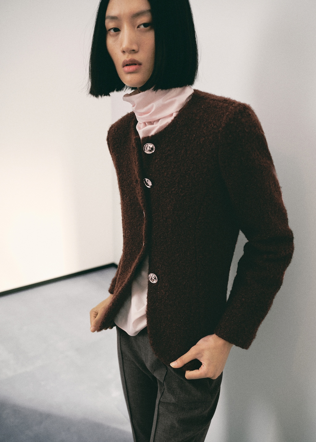 Bouclé jacket with jewel buttons