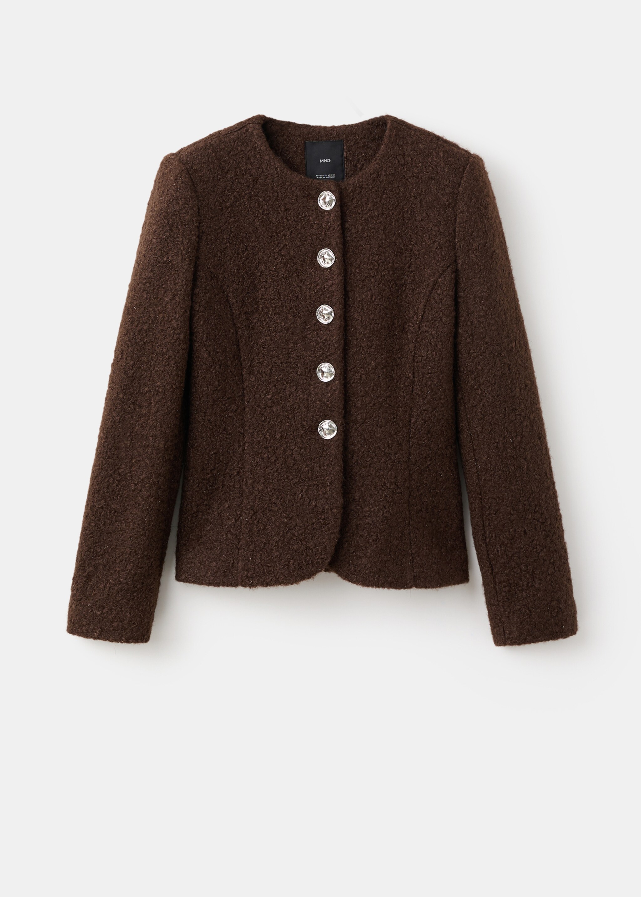 Bouclé jacket with jewel buttons - Article without model, Brown. Ref: 17048285-00.