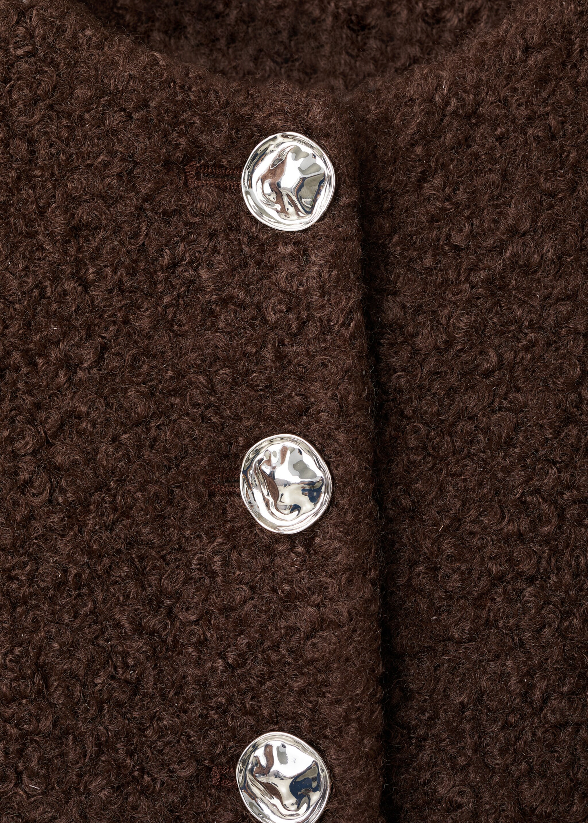 Bouclé jacket with jewel buttons - Details of the article 8, Brown. Ref: 17048285-00.