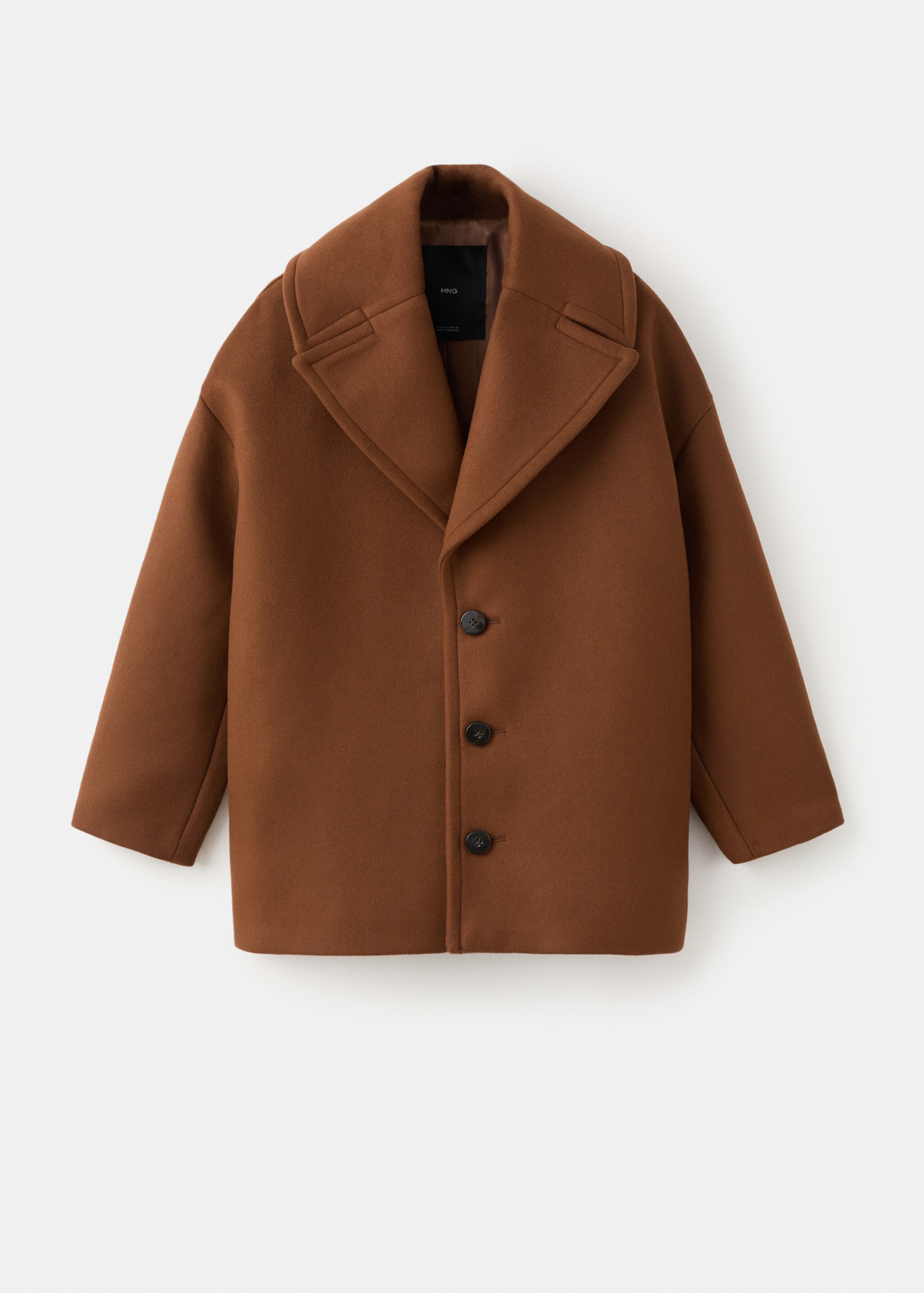 Lapel Manteco wool coat - Article without model, Medium Brown. Ref: 17048292-00.