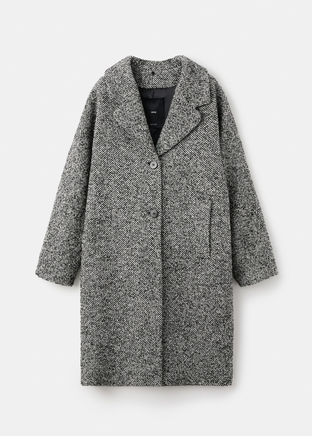 Mottled coat with fur collar