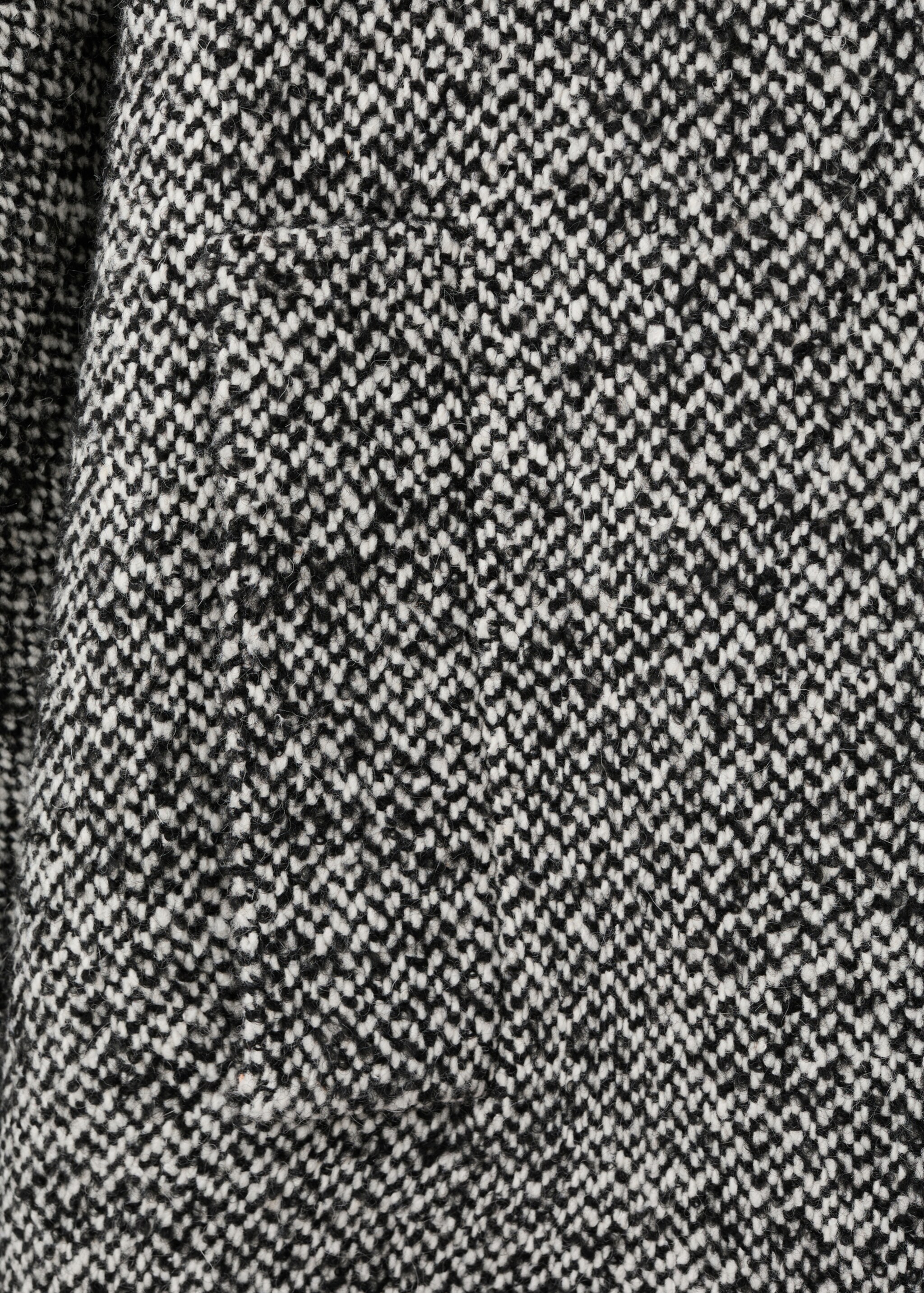 Mantel aus meliertem Stoff mit Pelzkragen - Detail des Artikels 0, Schwarz. Ref: 17048293-00.