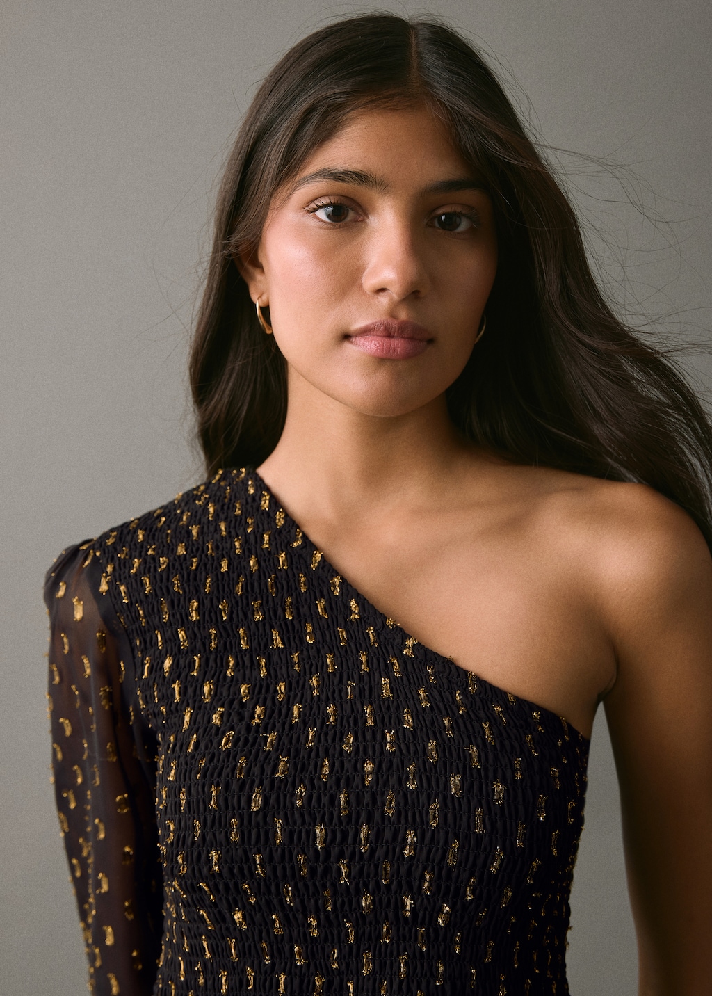 Asymmetrical lurex top