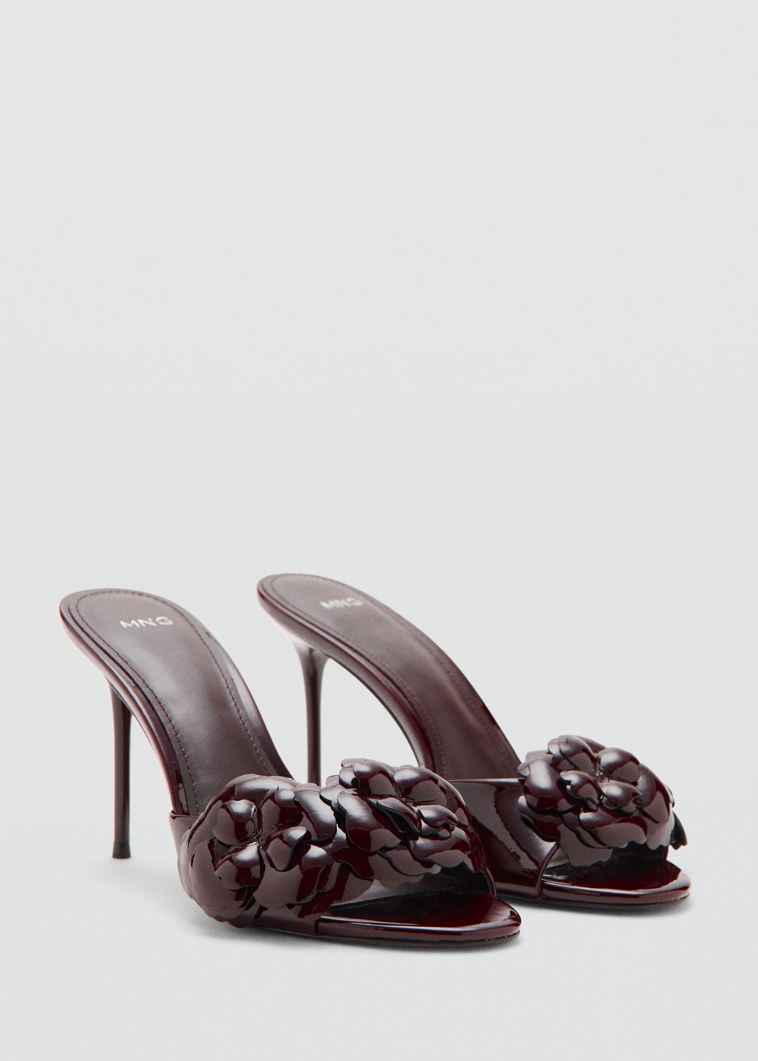 Patent leather floral heeled sandals - Medium plane