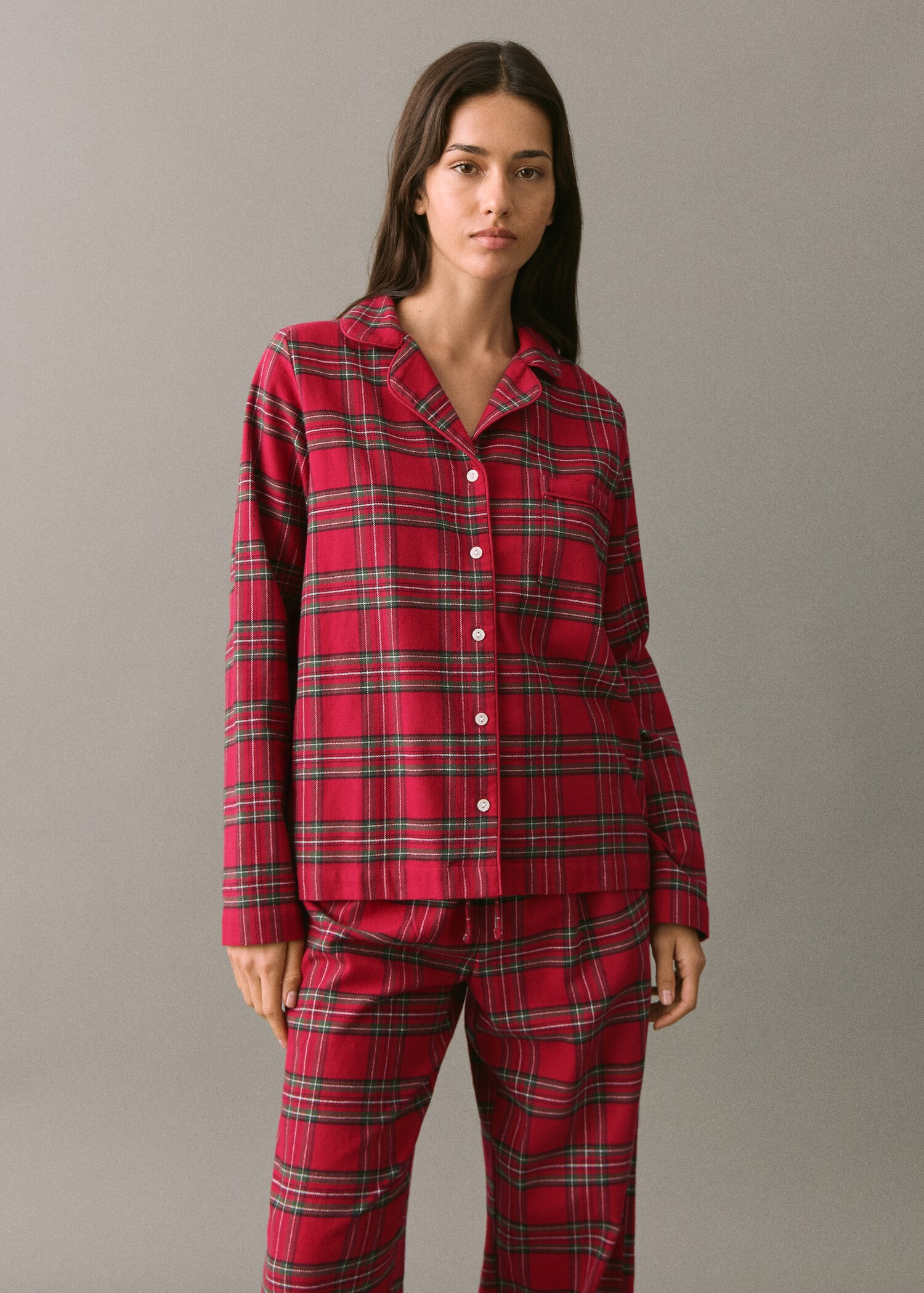 Checked cotton pyjamas - Medium plane