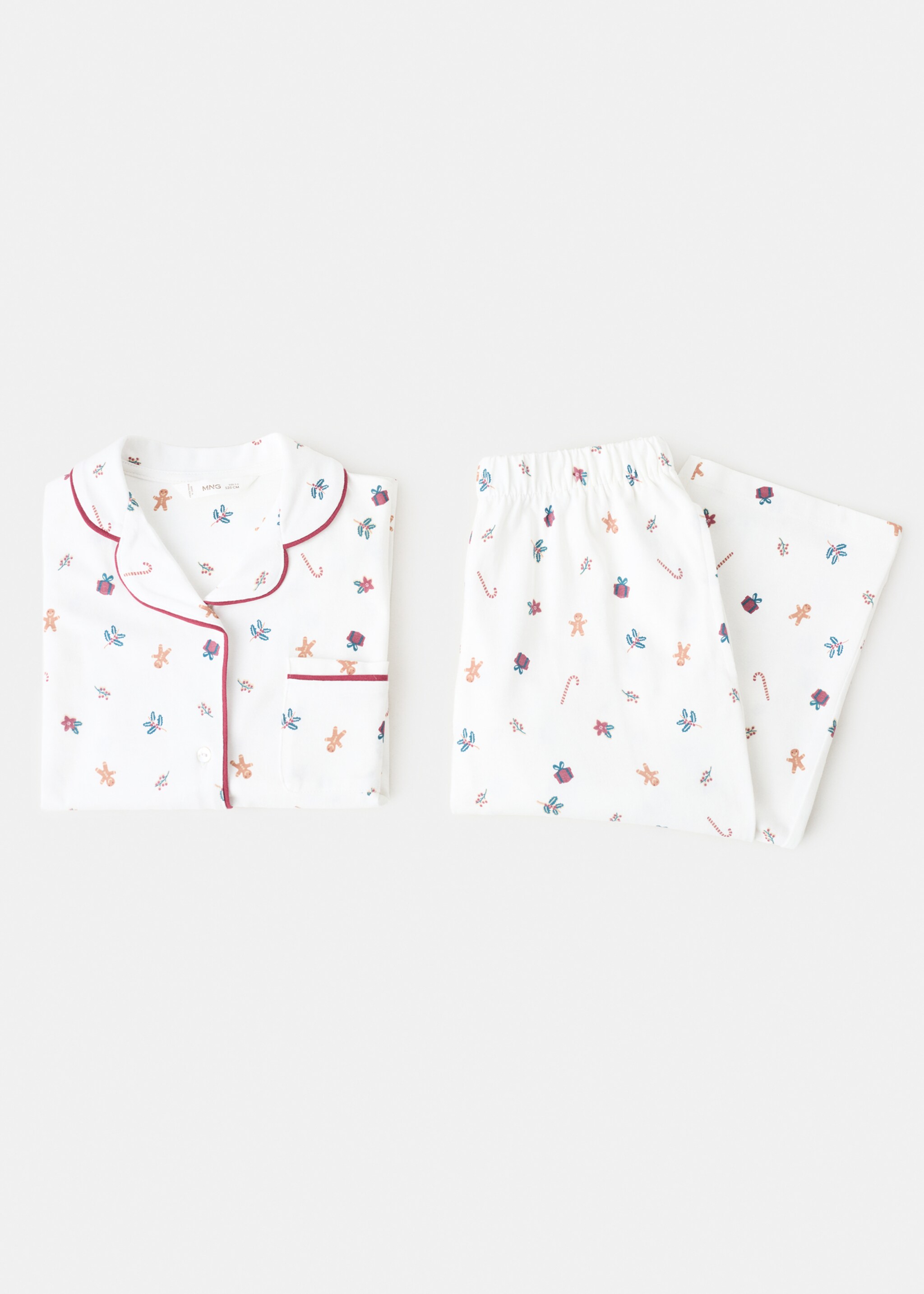 Printed long pyjamas - Details of the article 0, Off White. Ref: 17049095-00.