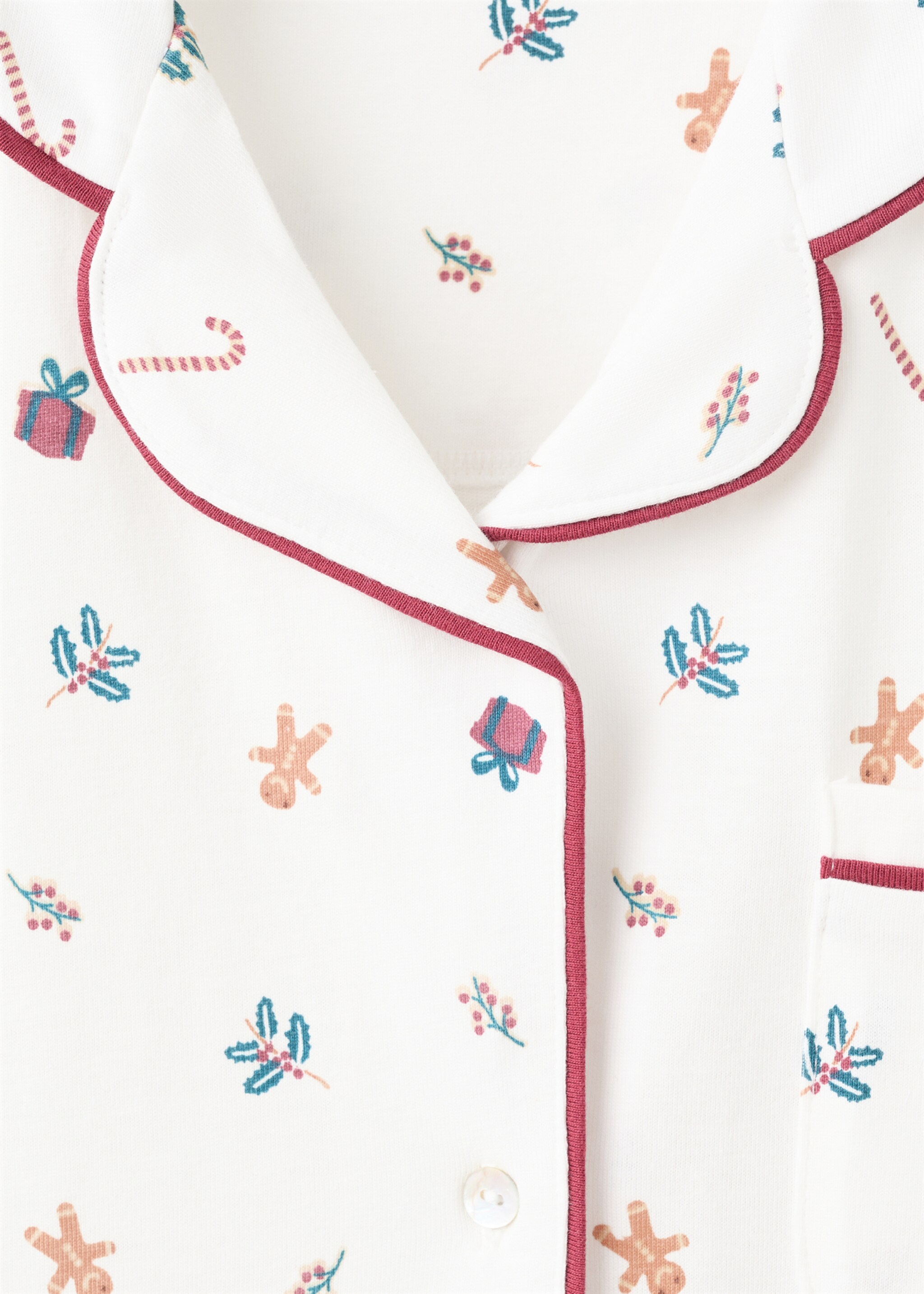 Printed long pyjamas - Details of the article 8, Off White. Ref: 17049095-00.