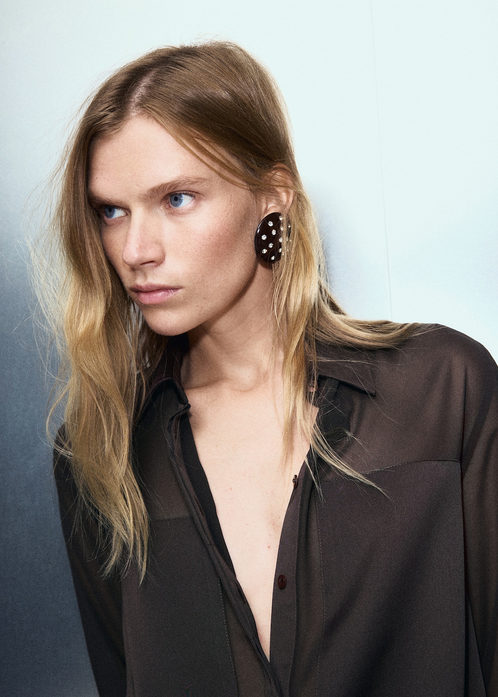 Semi-transparent blouse with patches