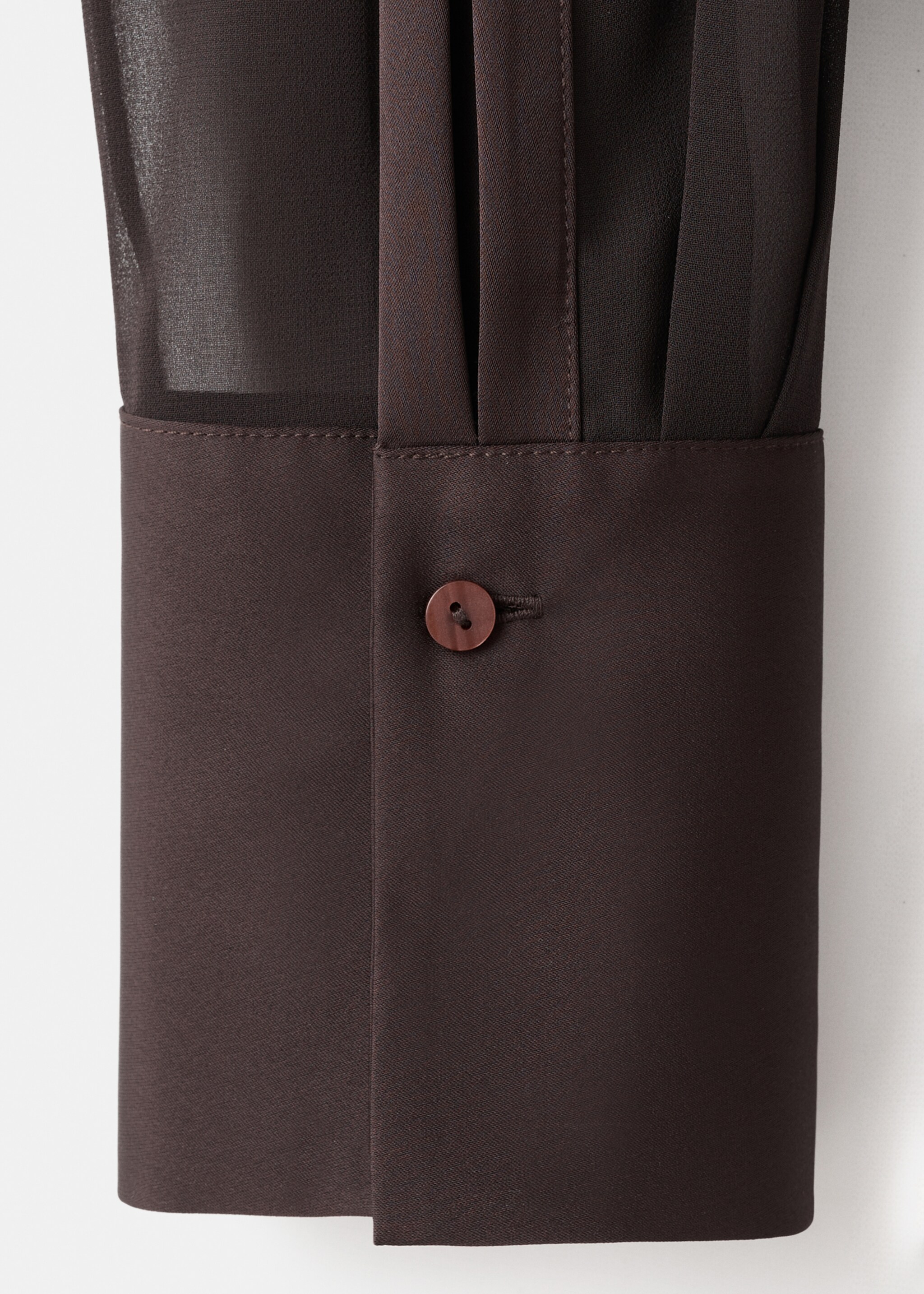 Semi-transparent blouse with patches - Details of the article 0, Chocolate. Ref: 17049104-00.