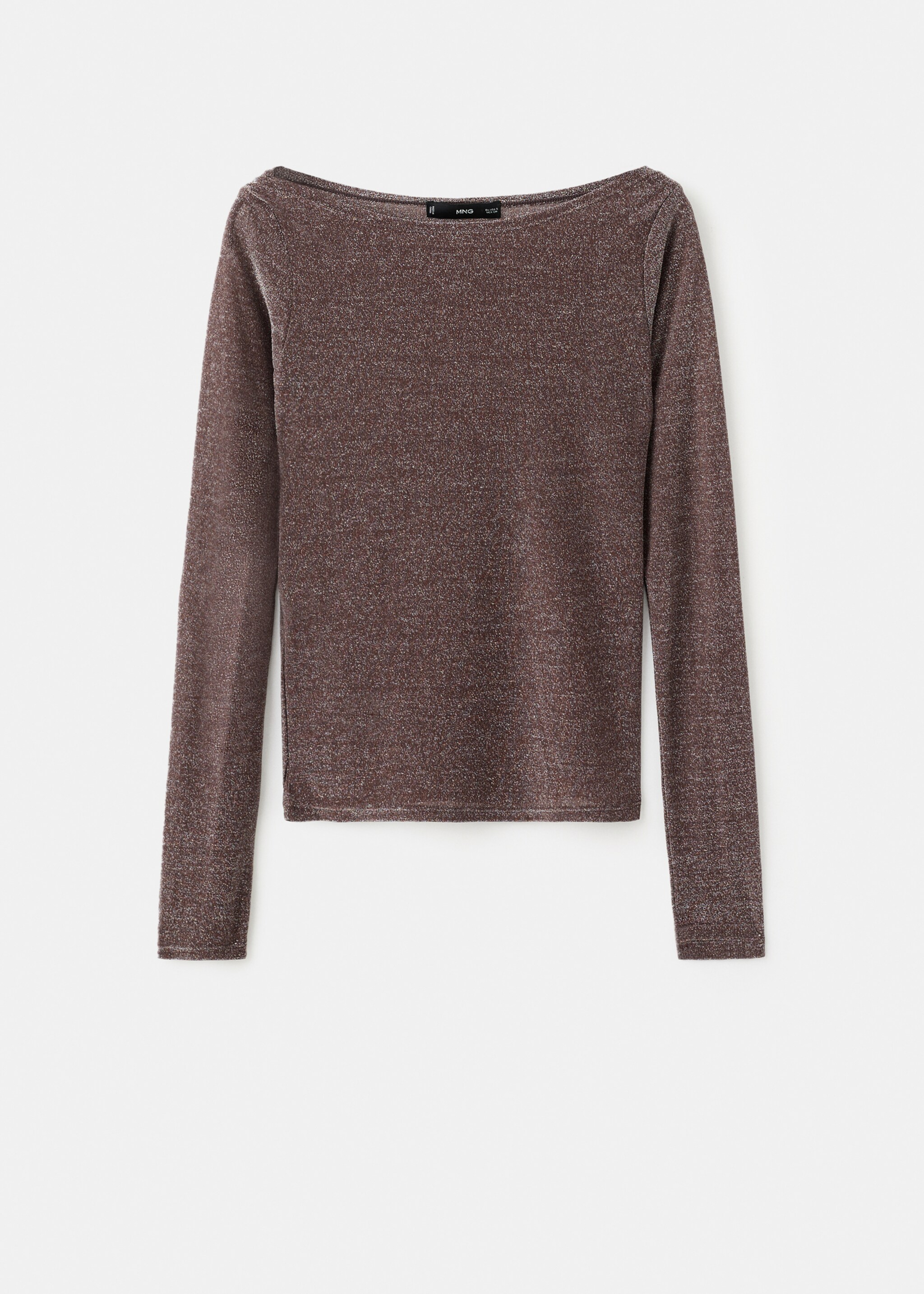 Boat neck glitter t-shirt - Article without model, Burgundy. Ref: 17049108-00.