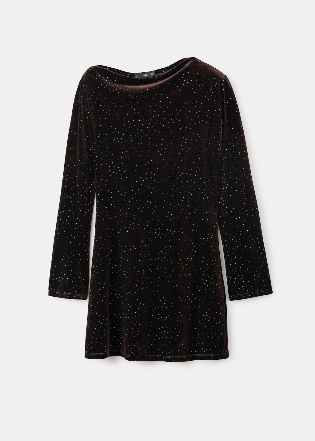 Asymmetrical velvet dress with shiny details