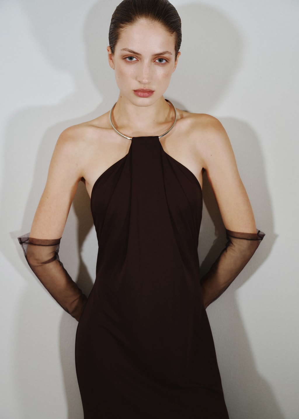 Dress with choker neck