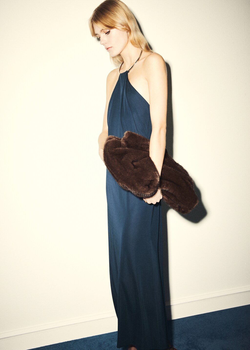 Mango Fine-knit dress with choker collar