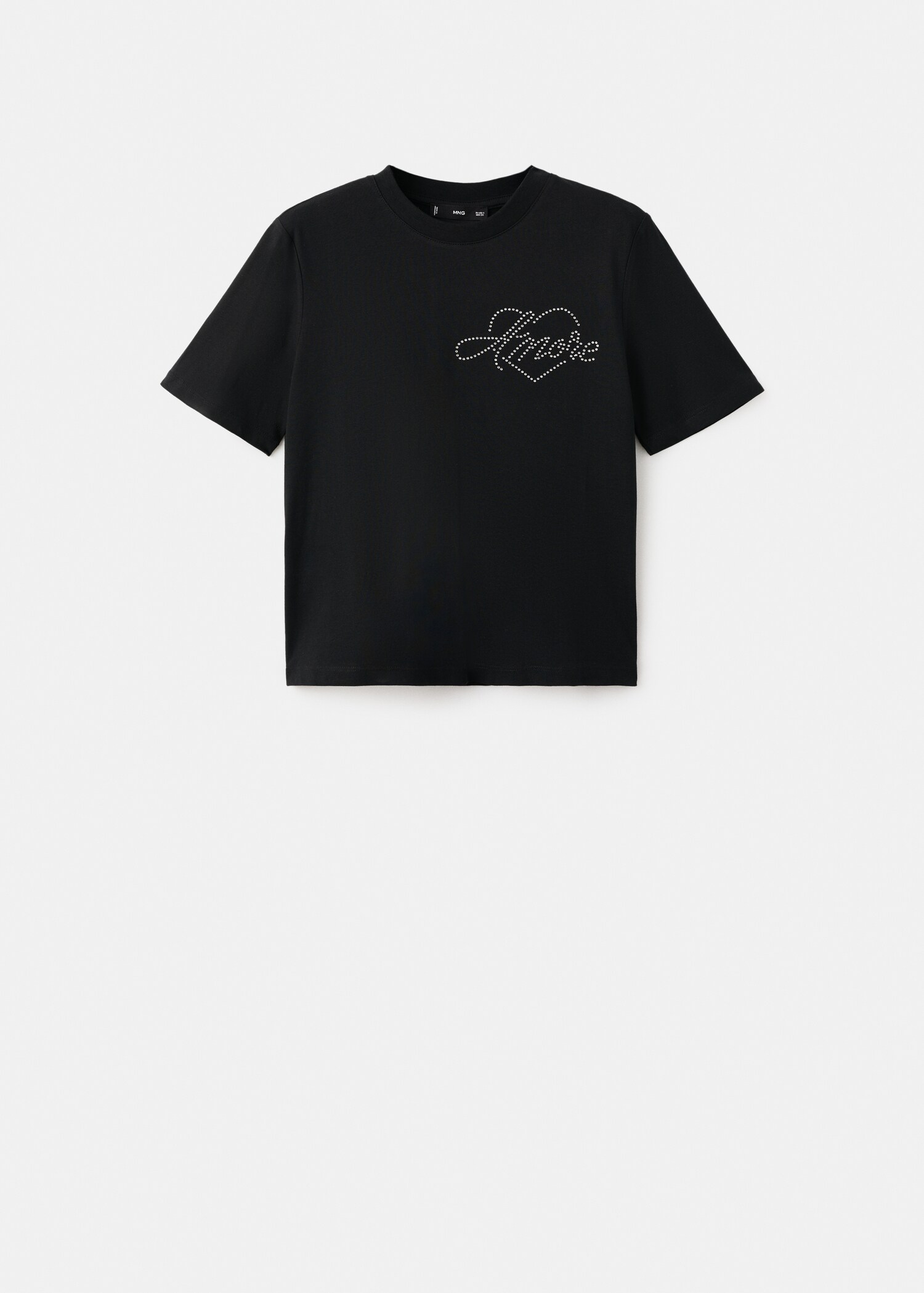 تي شيرت مكتوب به رسالة بحجر الراين - منتج دون نموذج