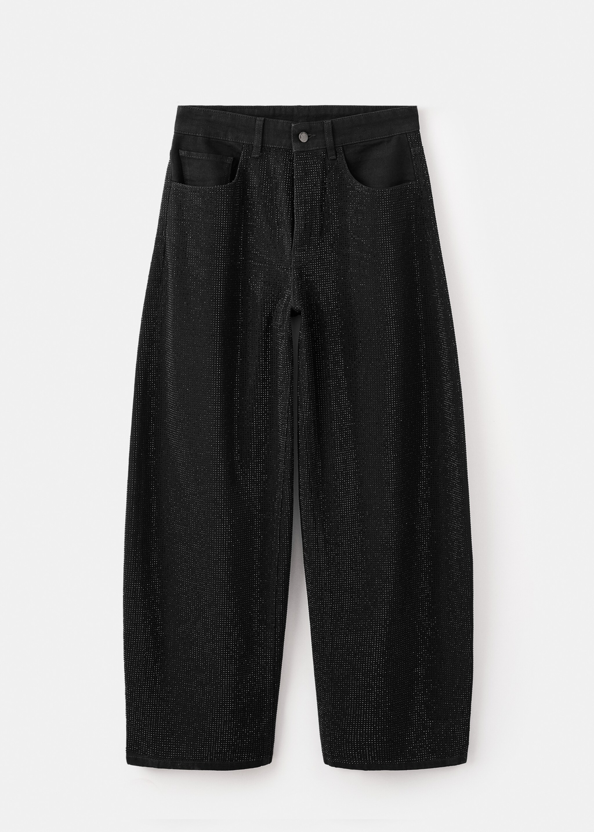 Balloon jeans with rhinestones - Article without model, Black denim. Ref: 17049116-00.